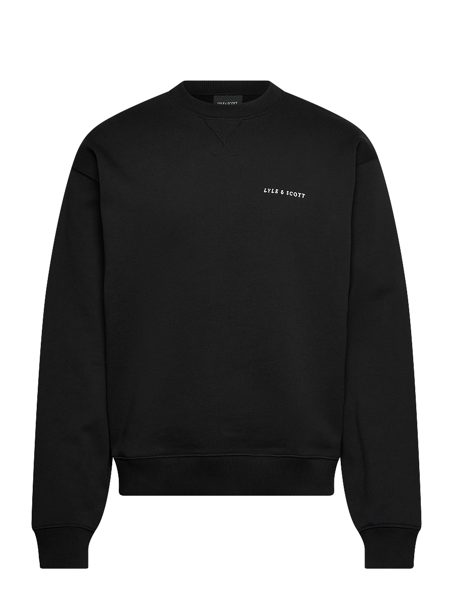 Lyle & Scott - Script Heavyweight Loopback Crew Neck Sweatshirt - sweatshirts - z865 jet black - 1