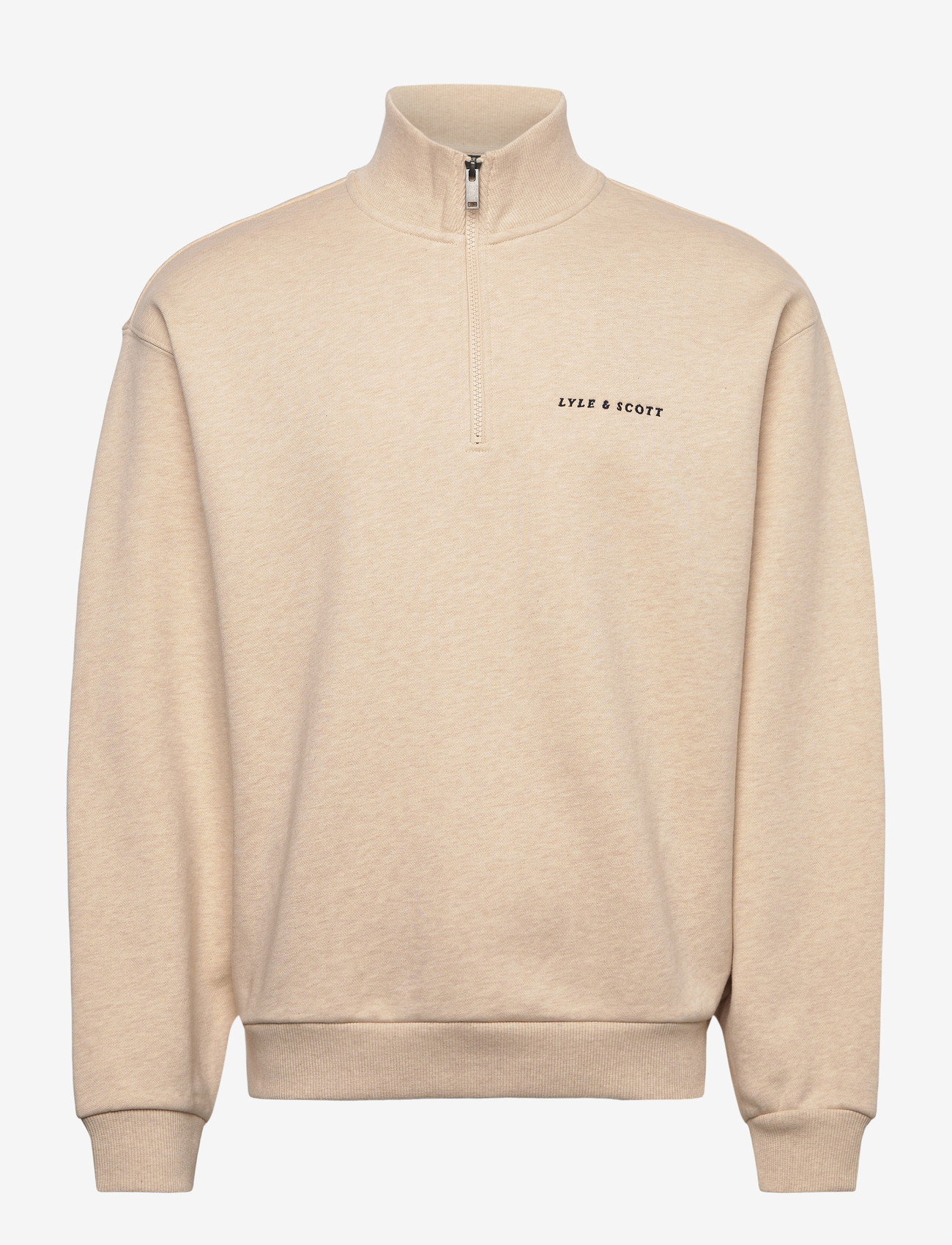 Lyle & Scott - Script Heavyweight Loopback Quarter Zip Sweatshirt - sweatshirts - y147 ice cream marl - 1