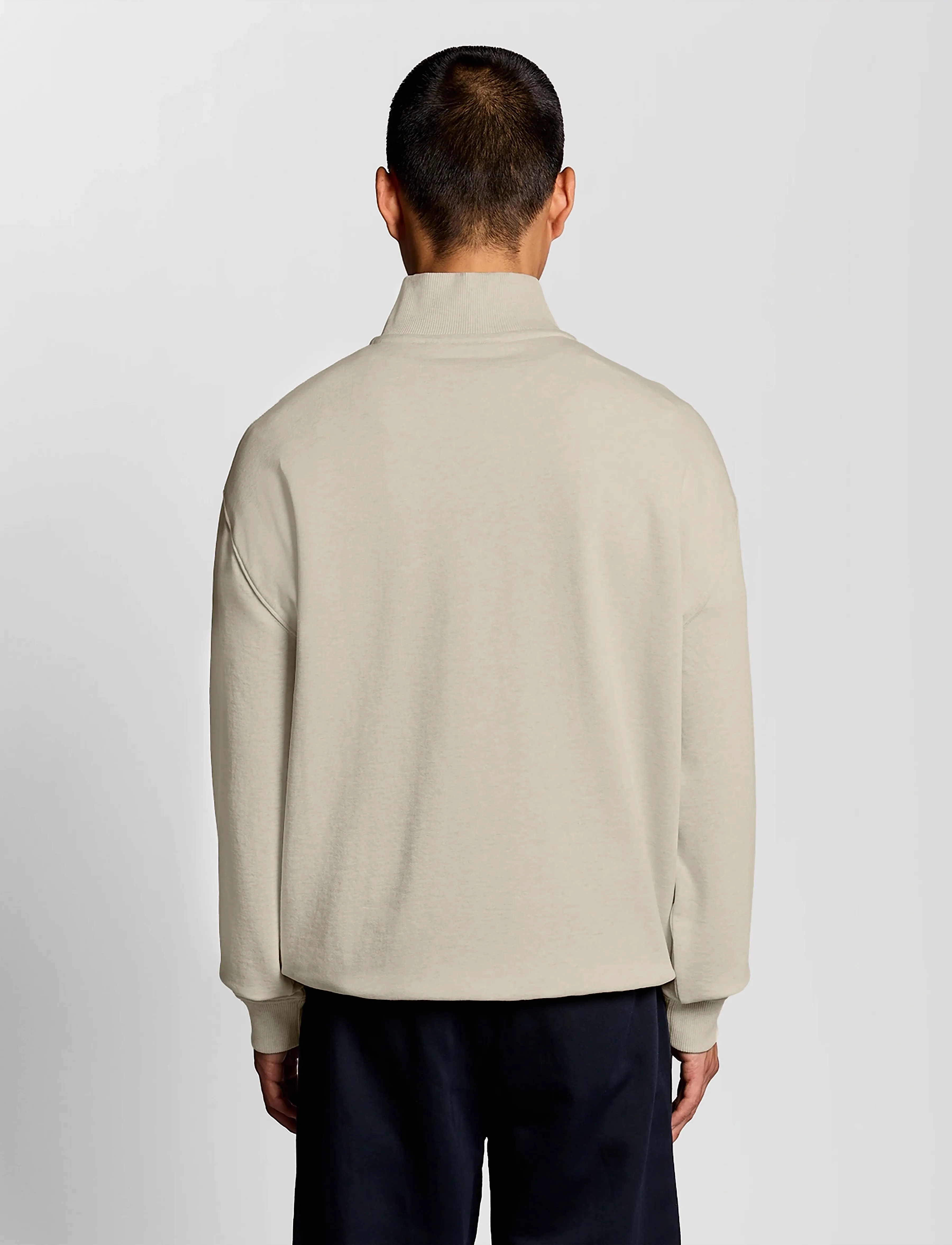 Lyle & Scott - Script Heavyweight Loopback Quarter Zip Sweatshirt - sweatshirts - y147 ice cream marl - 3