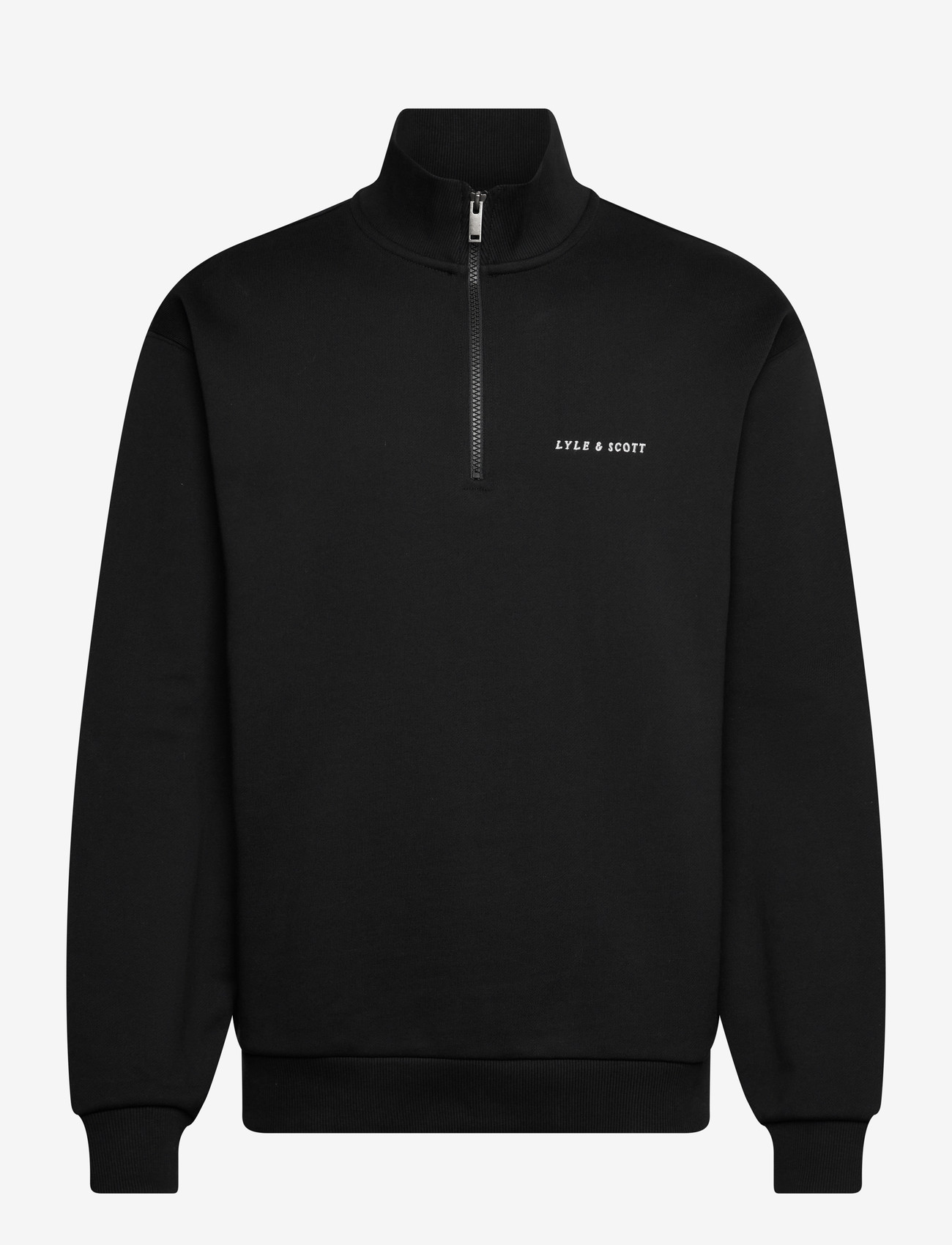 Lyle & Scott - Script Heavyweight Loopback Quarter Zip Sweatshirt - sweatshirts - z865 jet black - 1