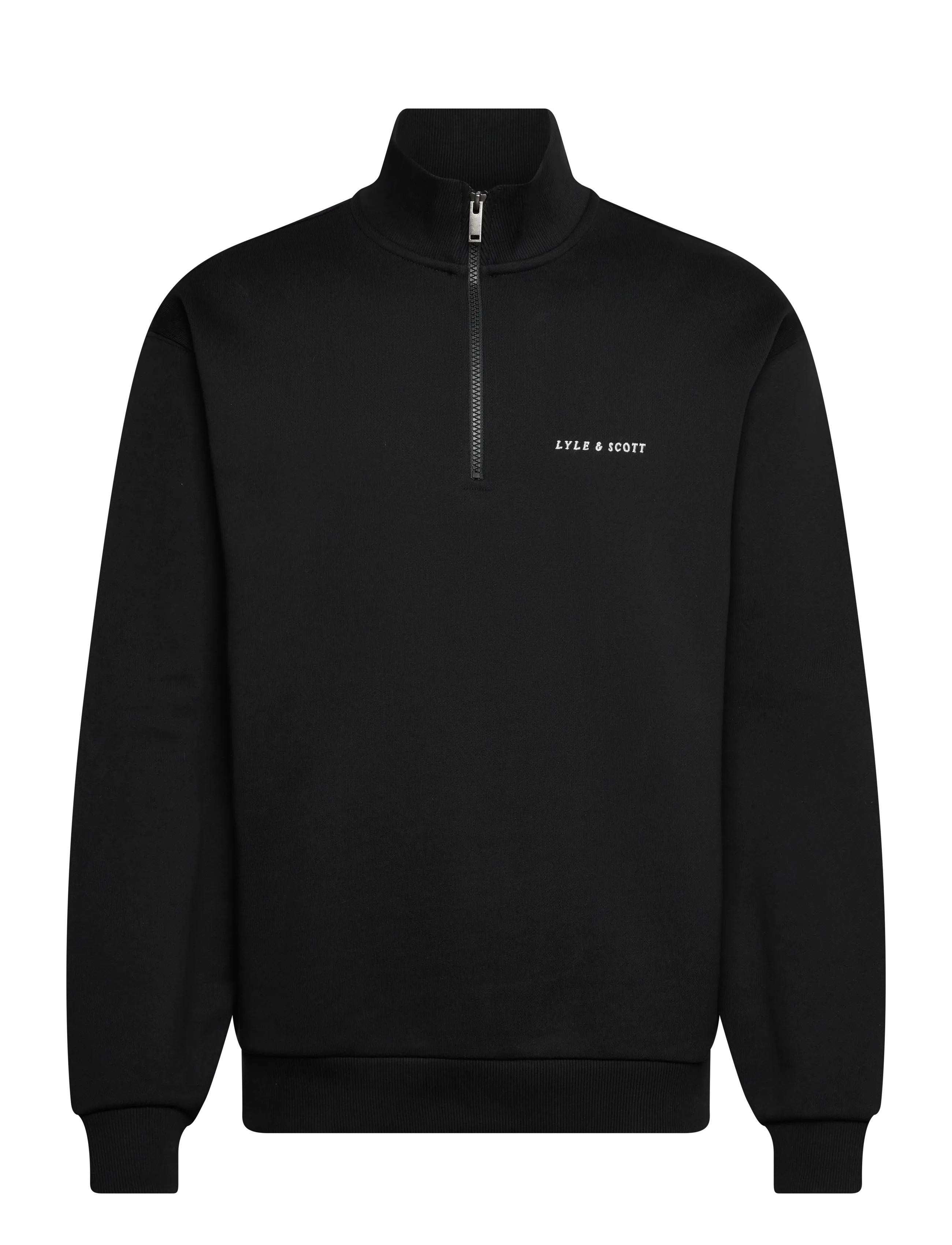 Lyle & Scott Script Heavyweight Loopback Quarter Zip Sweatshirt - Lyle & Scott - Z865 JET BLACK / black