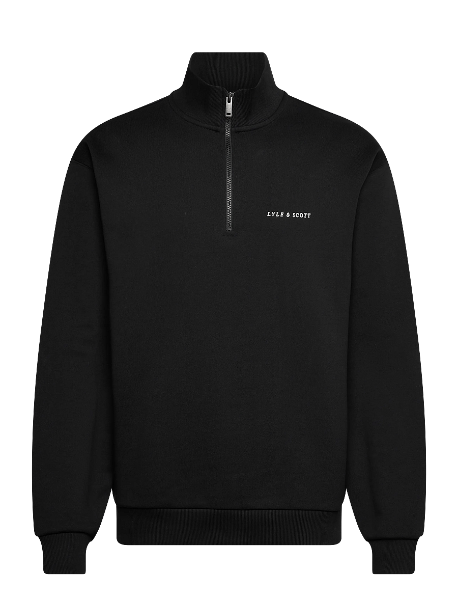 Lyle & Scott - Script Heavyweight Loopback Quarter Zip Sweatshirt - sweatshirts - z865 jet black - 1
