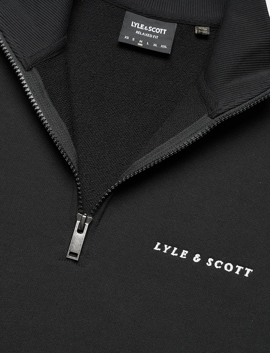 Lyle & Scott - Script Heavyweight Loopback Quarter Zip Sweatshirt - sweatshirts - z865 jet black - 5
