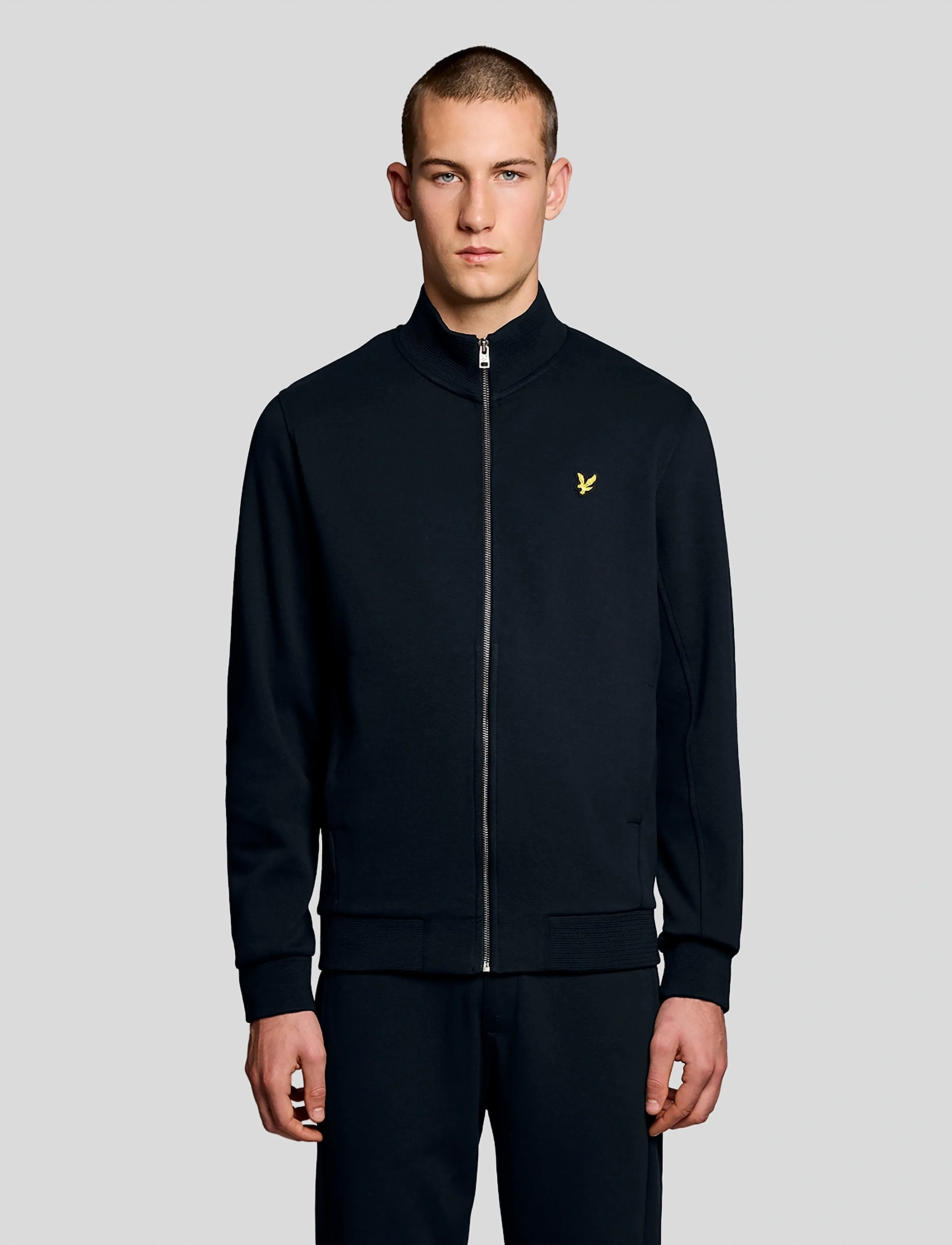 Lyle & Scott Pique Zip Through Sweatshirt - Kläder - Z271 DARK NAVY / black