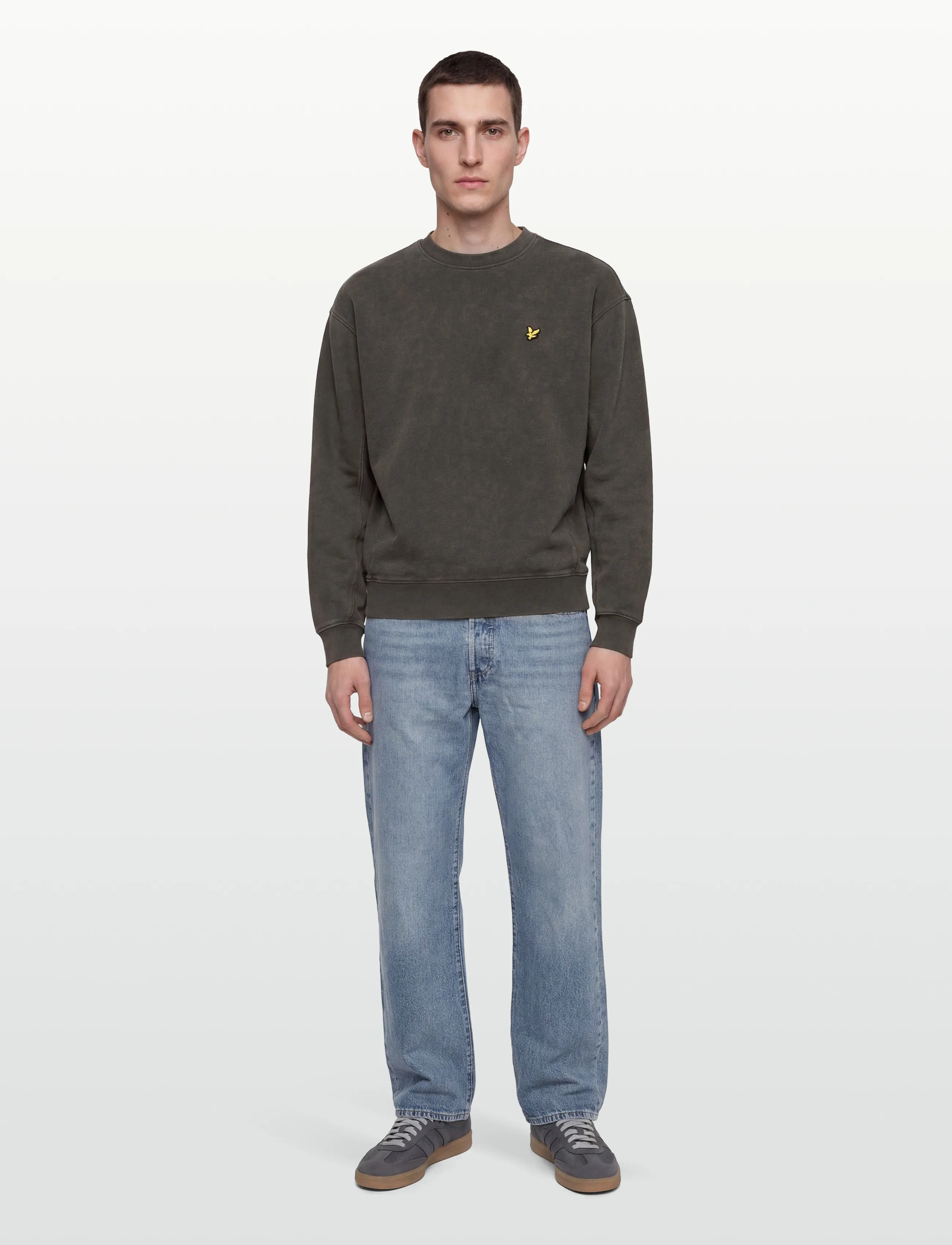 Lyle & Scott Heavy Laundered Crew Neck Sweatshirt, S, Black, Sweatshirts & Hættetrøjer > Sweatshirts, Herre