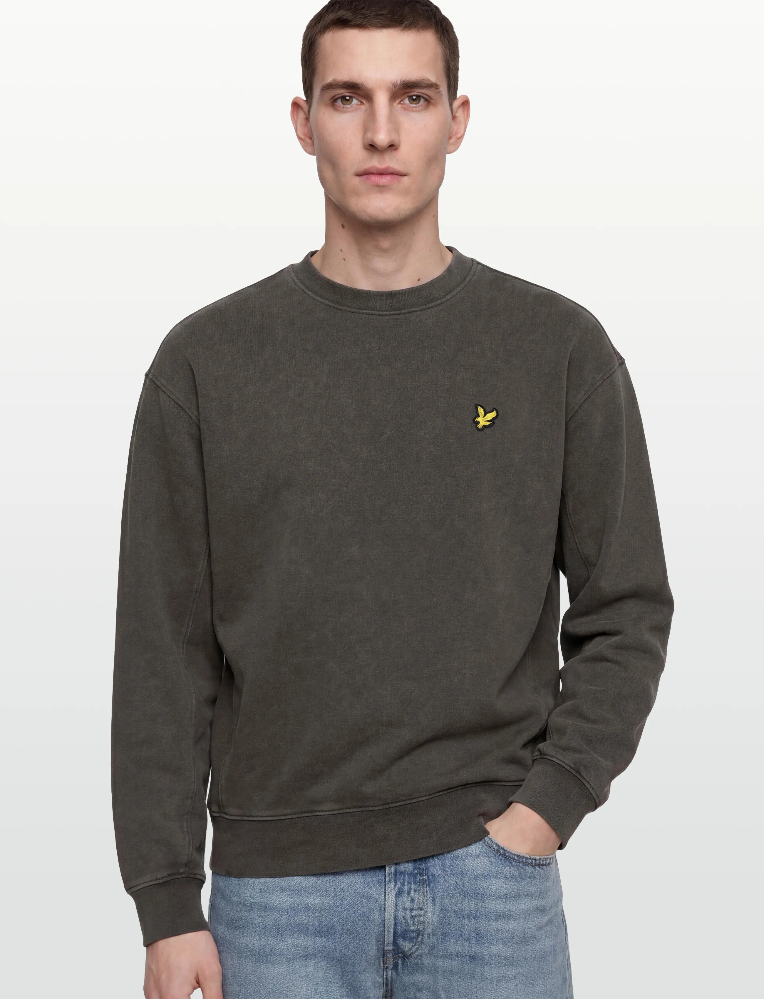Lyle & Scott - Heavy Laundered Crew Neck Sweatshirt - sweatshirts - y118 soft black - 3