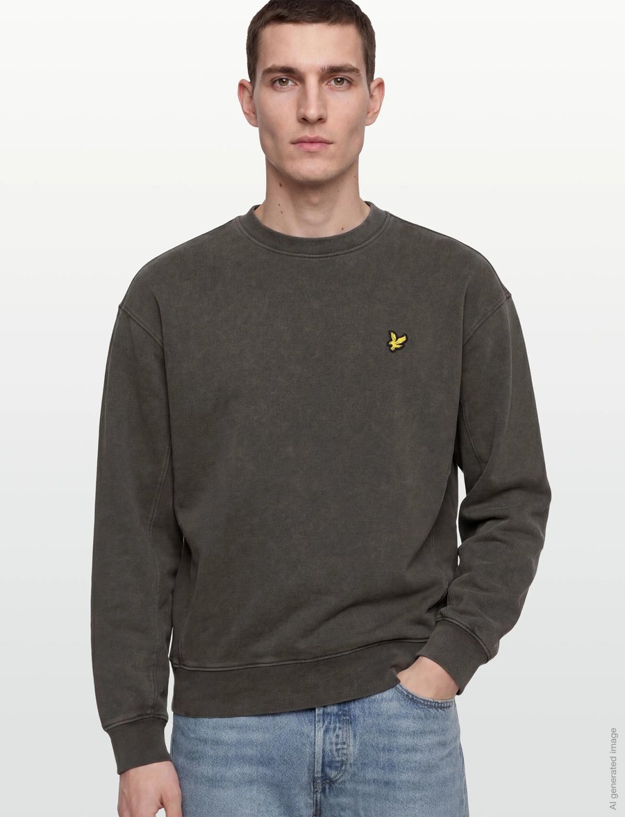 Lyle & Scott - Heavy Laundered Crew Neck Sweatshirt - sweatshirts - y118 soft black - 3