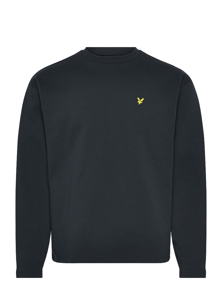 Lyle & Scott - Raised Jacquard Crew Neck Sweatshirt - sweatshirts - dark navy - 0