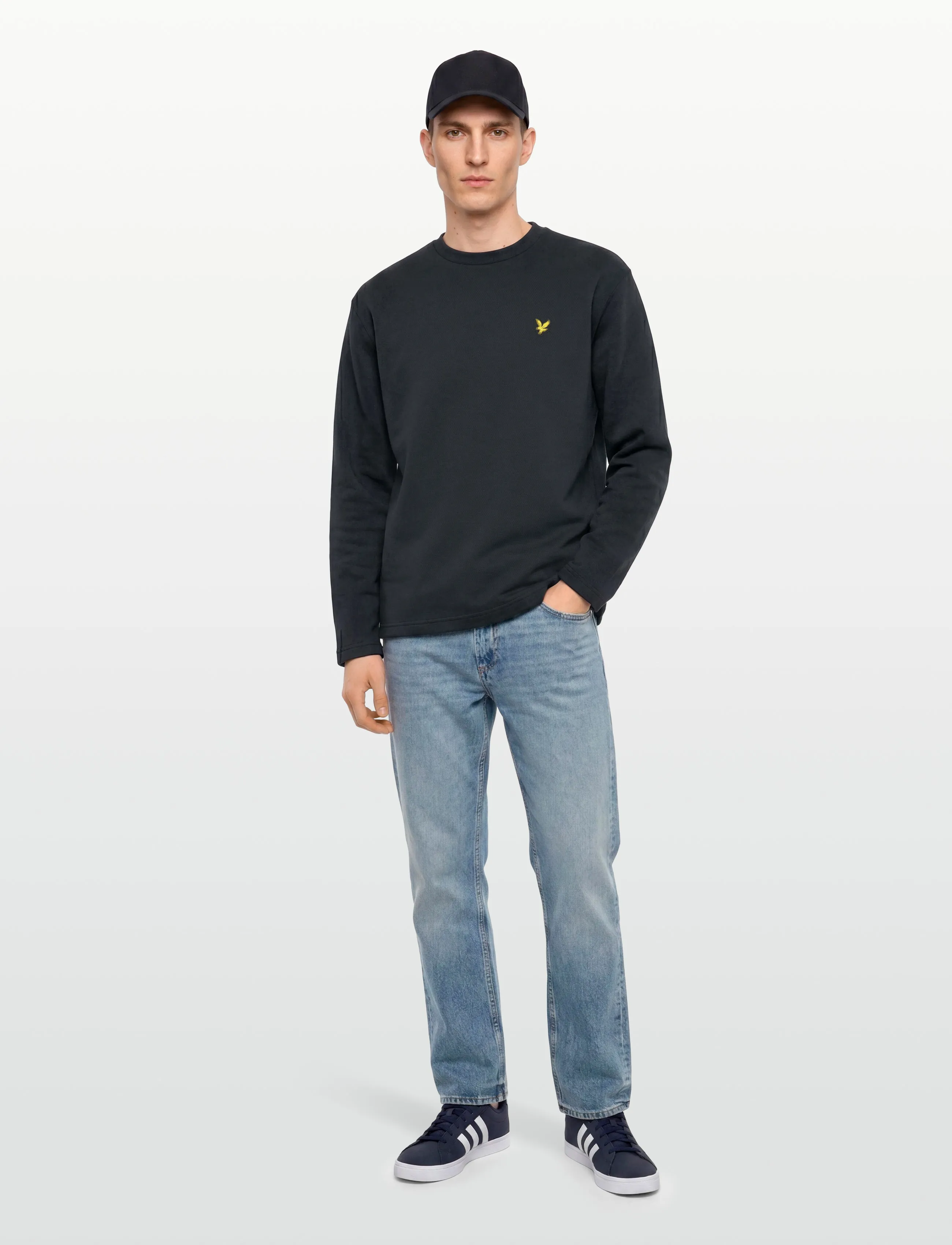 Lyle & Scott - Raised Jacquard Crew Neck Sweatshirt - sweatshirts - dark navy - 0