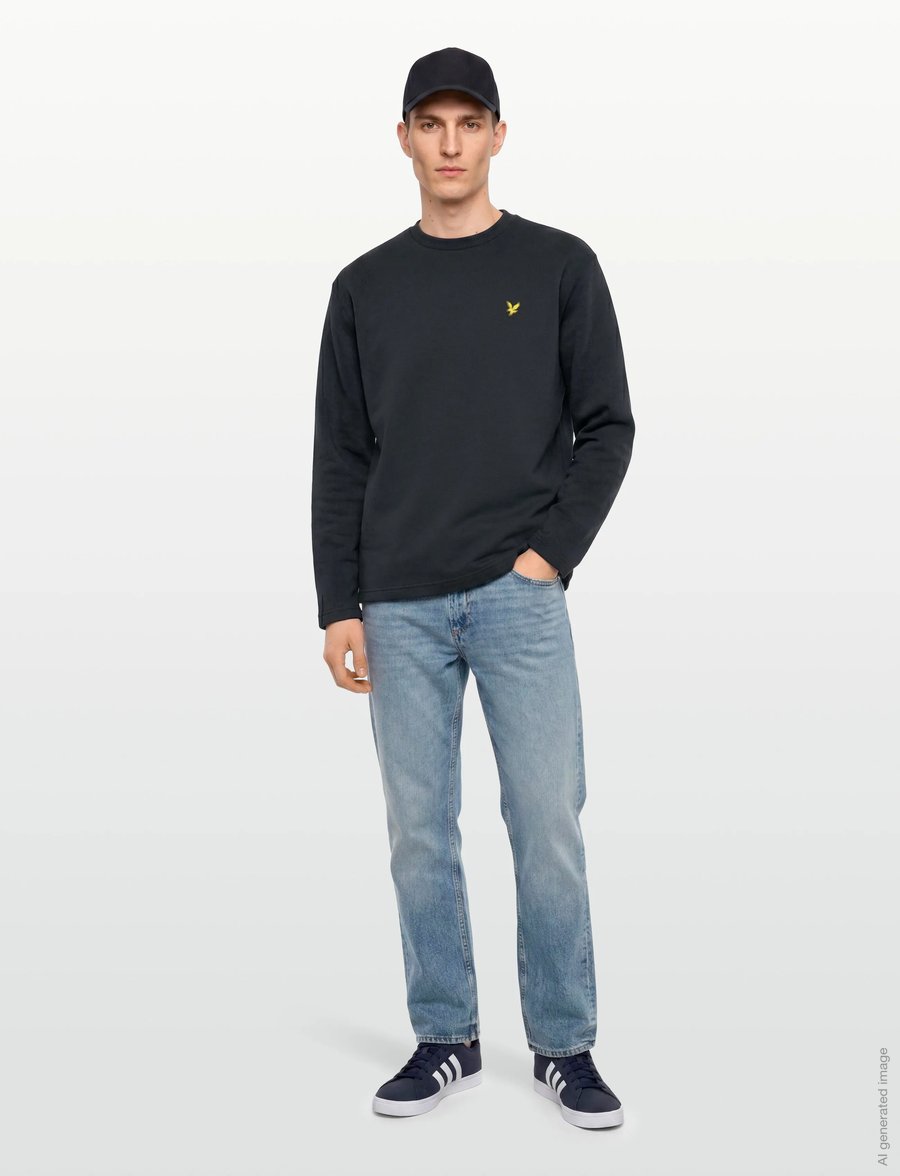 Lyle & Scott - Raised Jacquard Crew Neck Sweatshirt - sweatshirts - dark navy - 0
