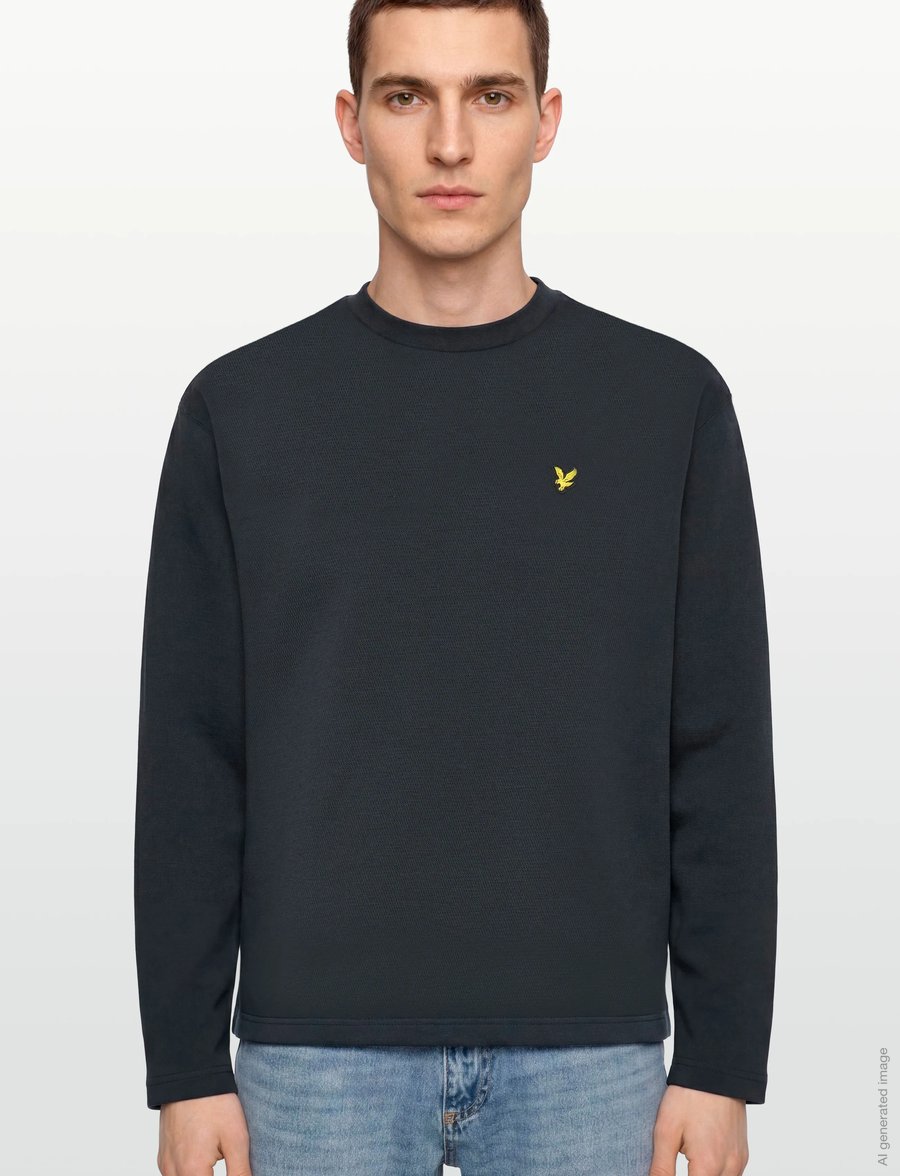 Lyle & Scott - Raised Jacquard Crew Neck Sweatshirt - sweatshirts - dark navy - 3