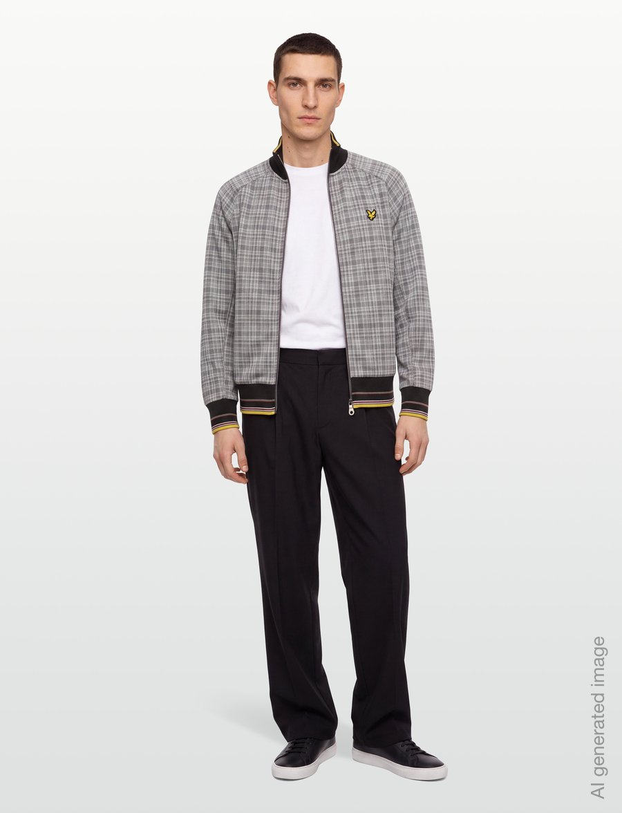 Lyle & Scott - Hawick Check Track Jacket - kurtki jesienne - mid grey marl - 0