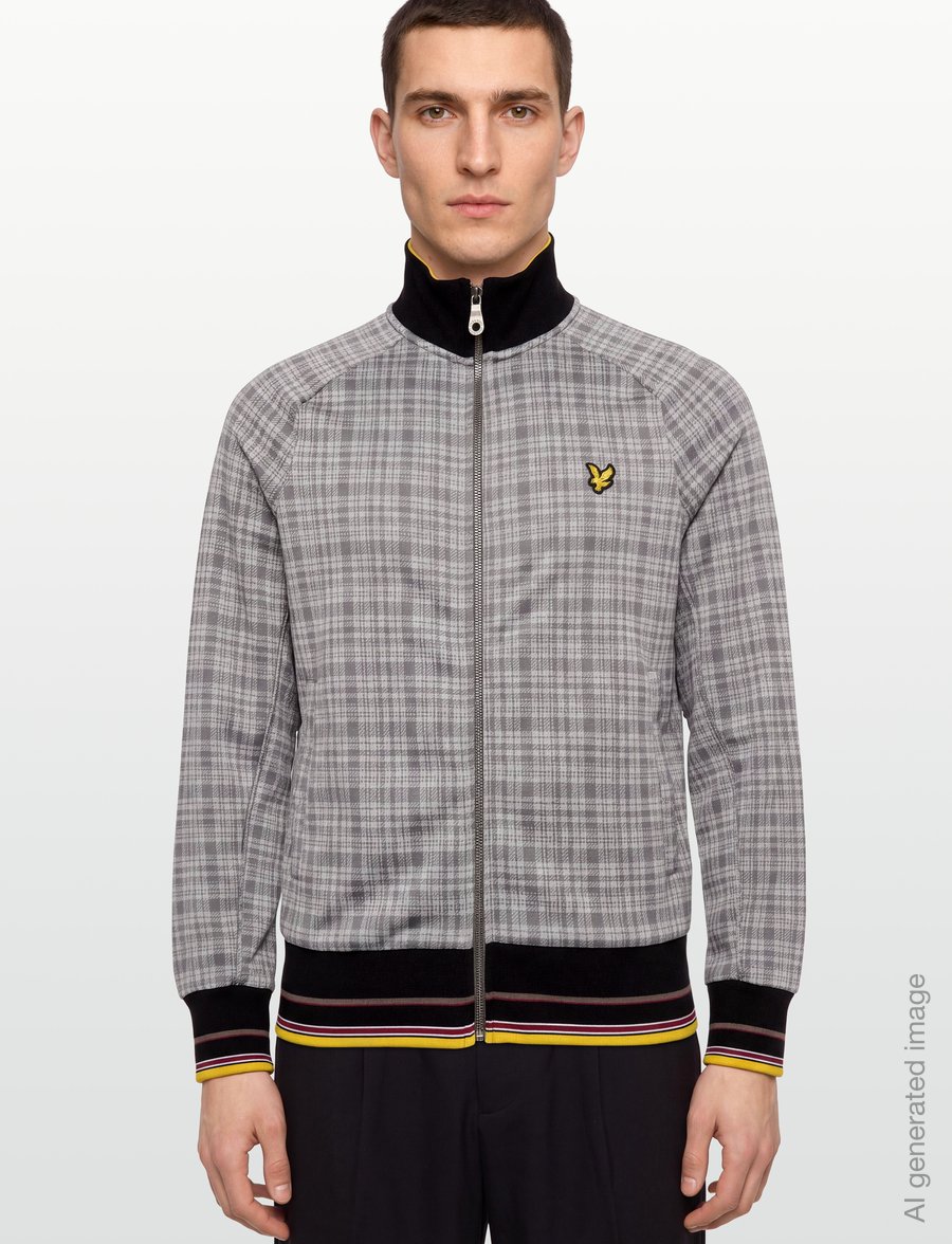 Lyle & Scott - Hawick Check Track Jacket - kurtki jesienne - mid grey marl - 3