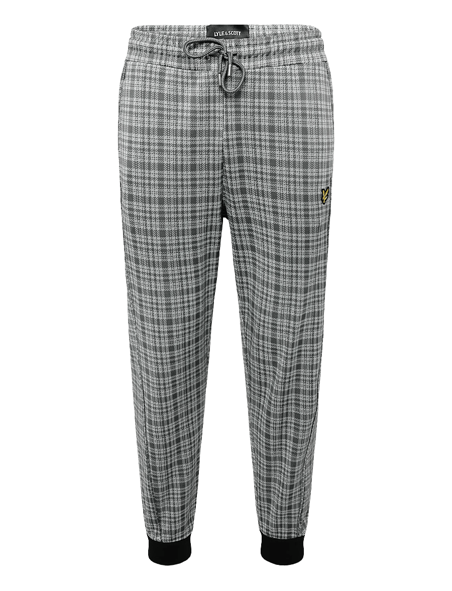 Lyle & Scott - Hawick Check Trackpant - freizeithosen - mid grey marl - 0