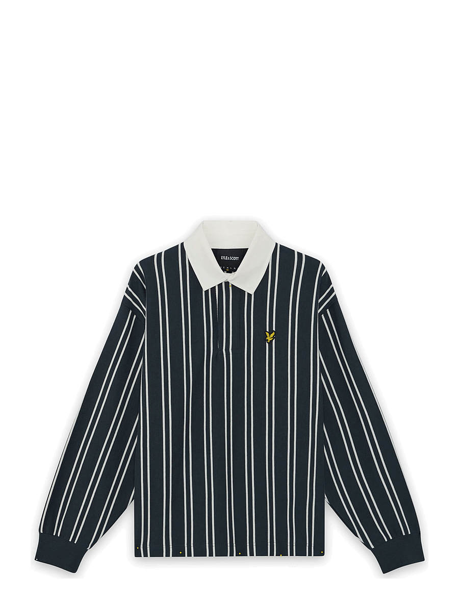 Lyle & Scott - Vertical Stripe Rugby - dark navy/ white - 0