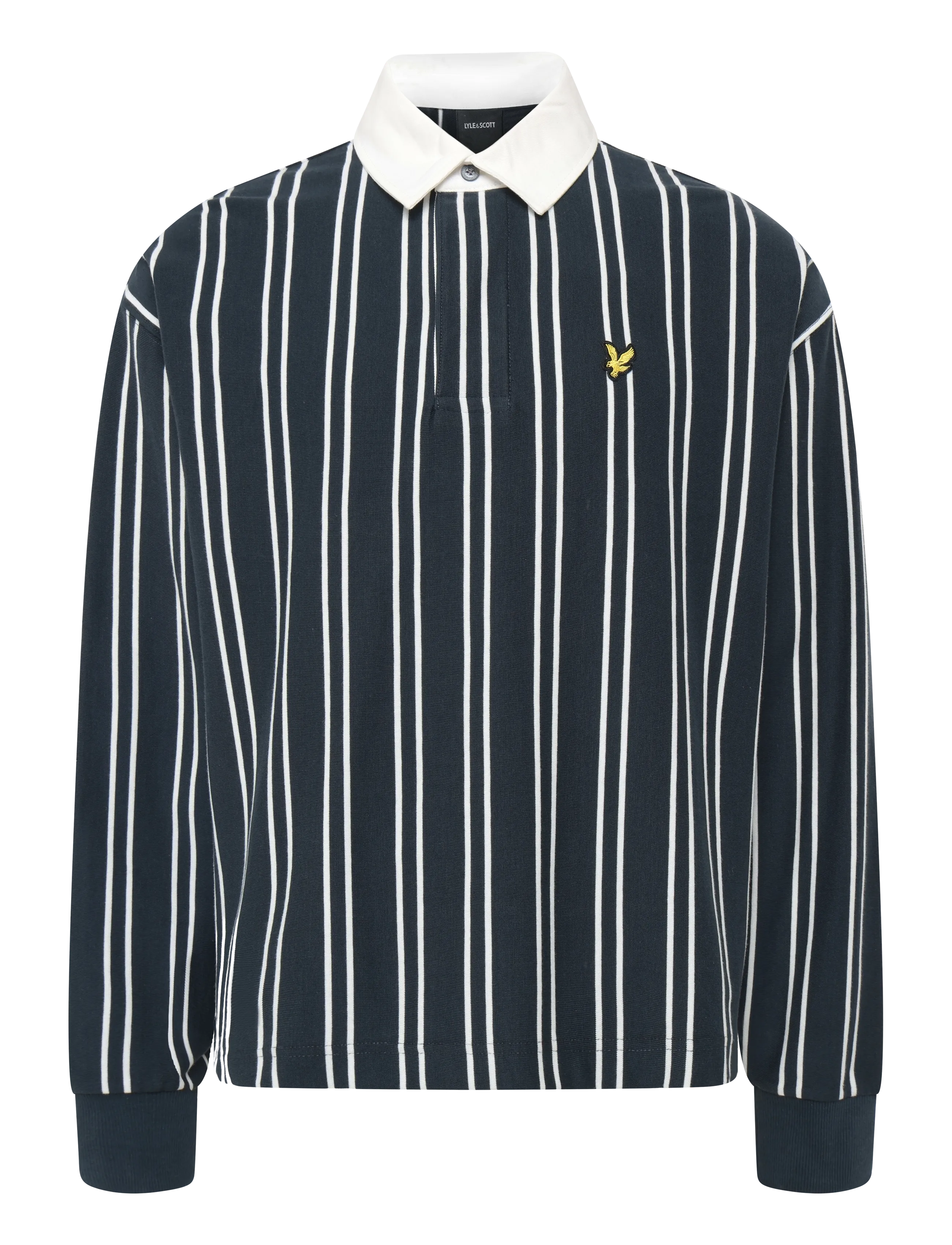 Lyle & Scott Vertical Stripe Rugby - Stickat - DARK NAVY/ WHITE / navy