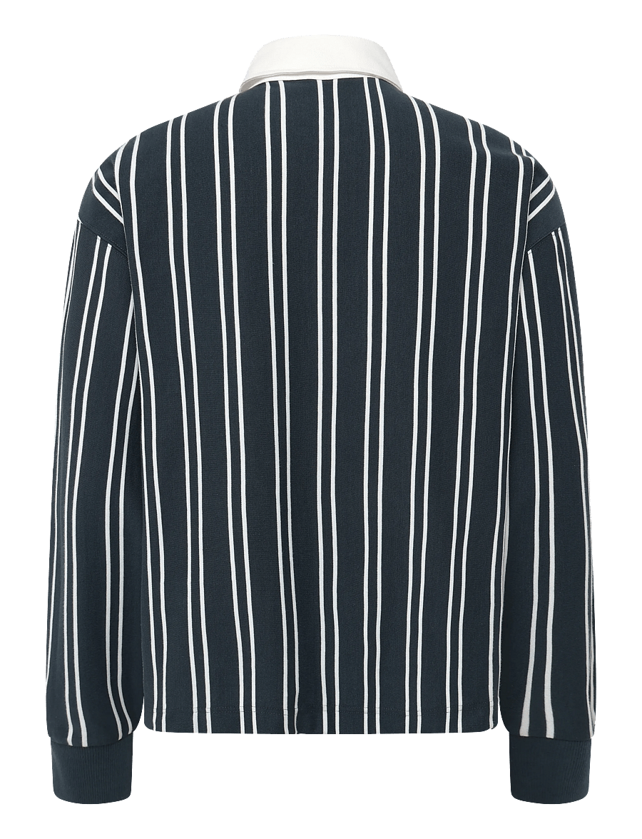 Lyle & Scott - Vertical Stripe Rugby - långärmade stickade pikétröjor - dark navy/ white - 1