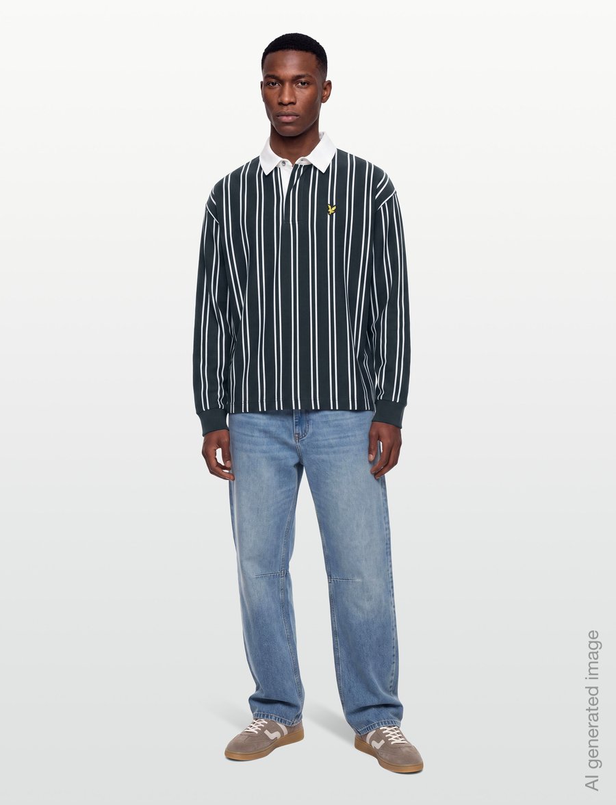 Lyle & Scott - Vertical Stripe Rugby - langermede - dark navy/ white - 0