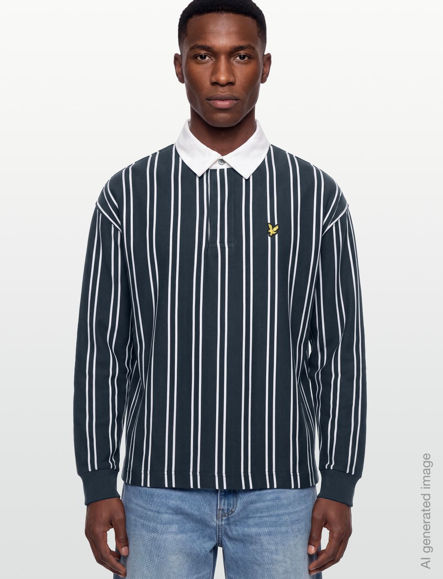 Lyle & Scott - Vertical Stripe Rugby - langermede - dark navy/ white - 3