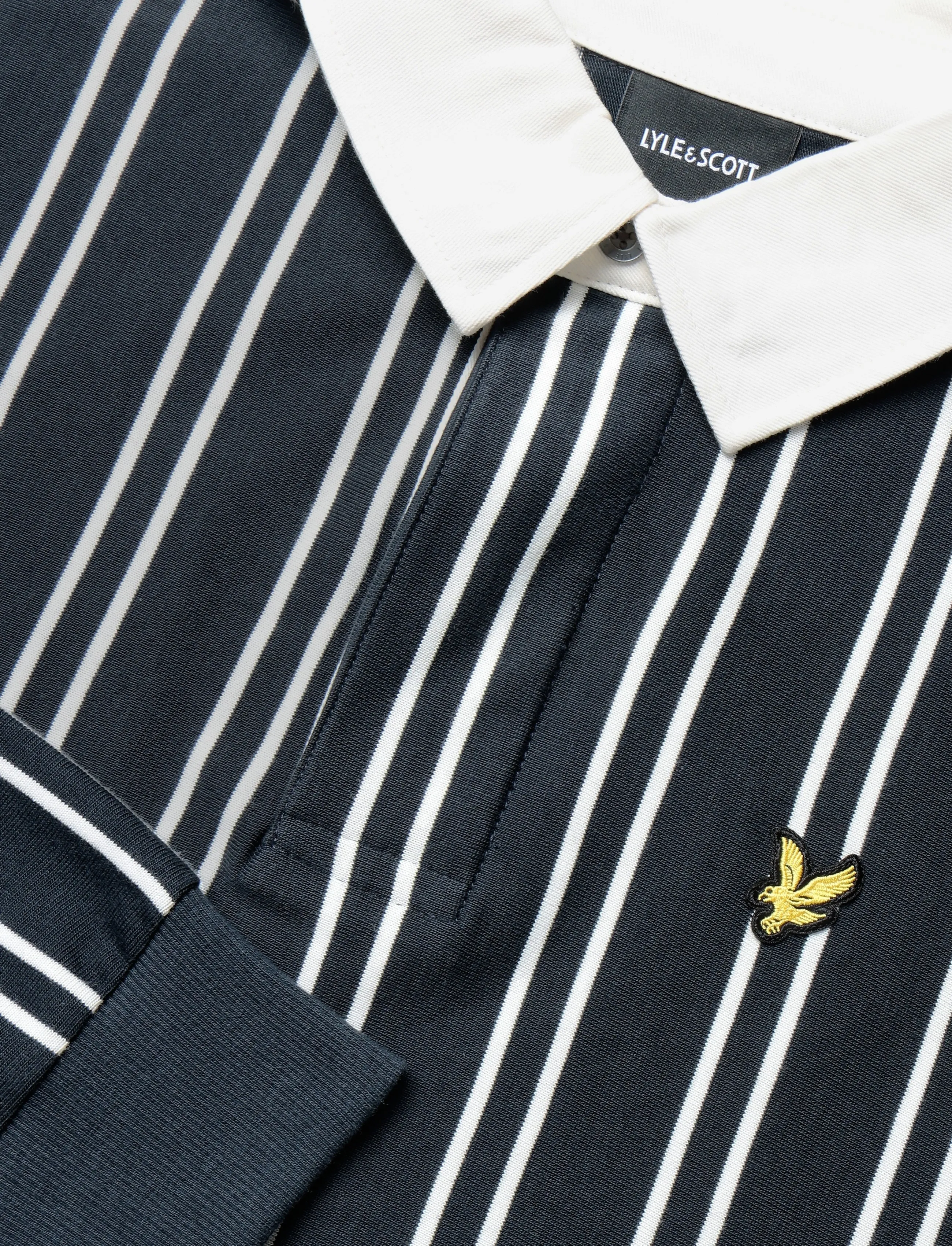 Lyle & Scott - Vertical Stripe Rugby - långärmade stickade pikétröjor - dark navy/ white - 2