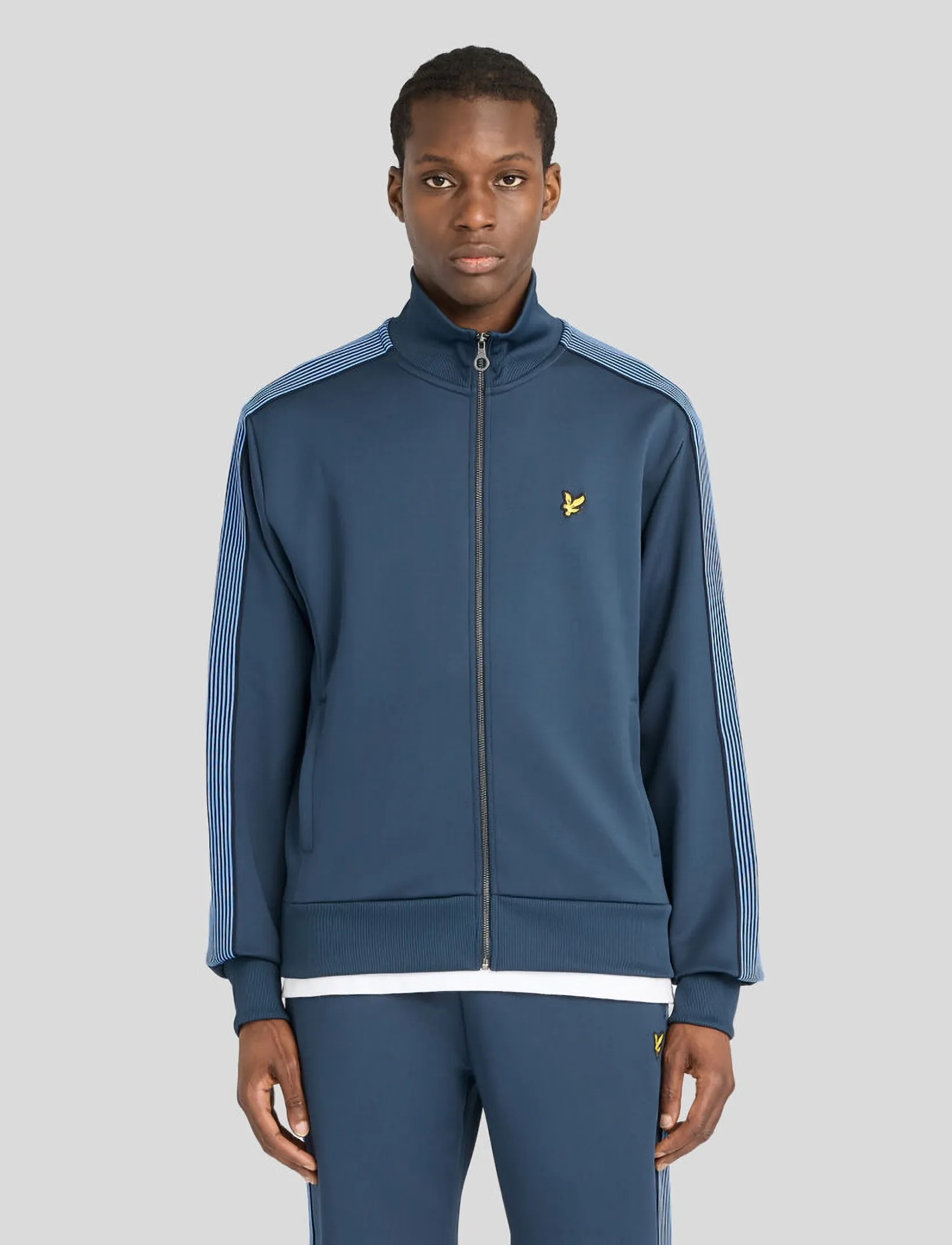 Lyle & Scott Striped Taped Track Jacket - Sweatshirts - DARK NAVY / navy