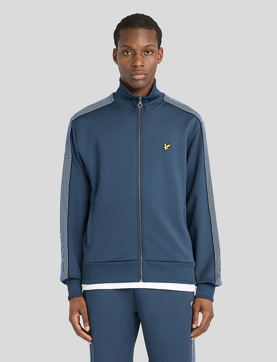 Lyle & Scott - Striped Taped Track Jacket - sweatshirts - dark navy - 0