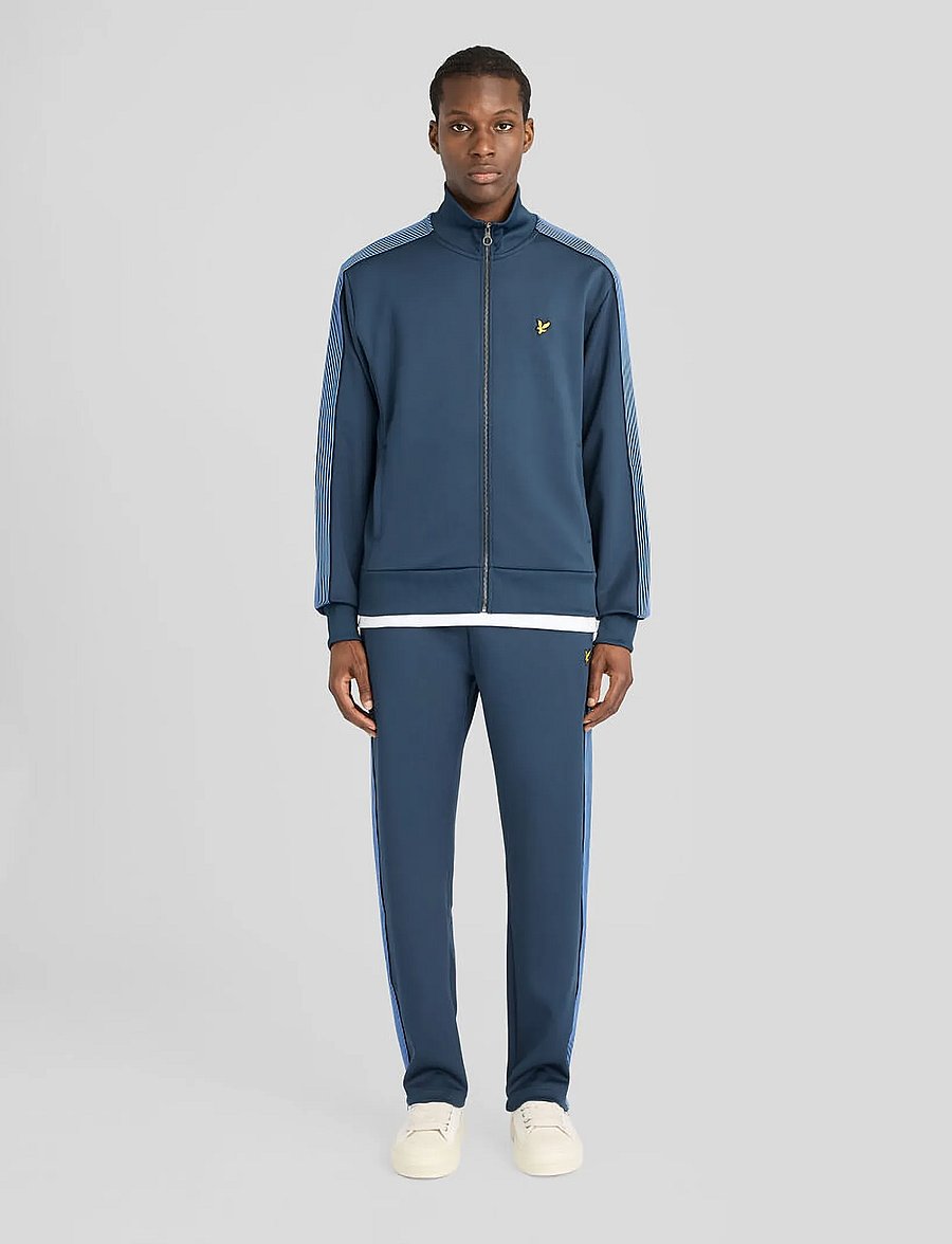 Lyle & Scott - Striped Taped Track Jacket - sweatshirts - dark navy - 4