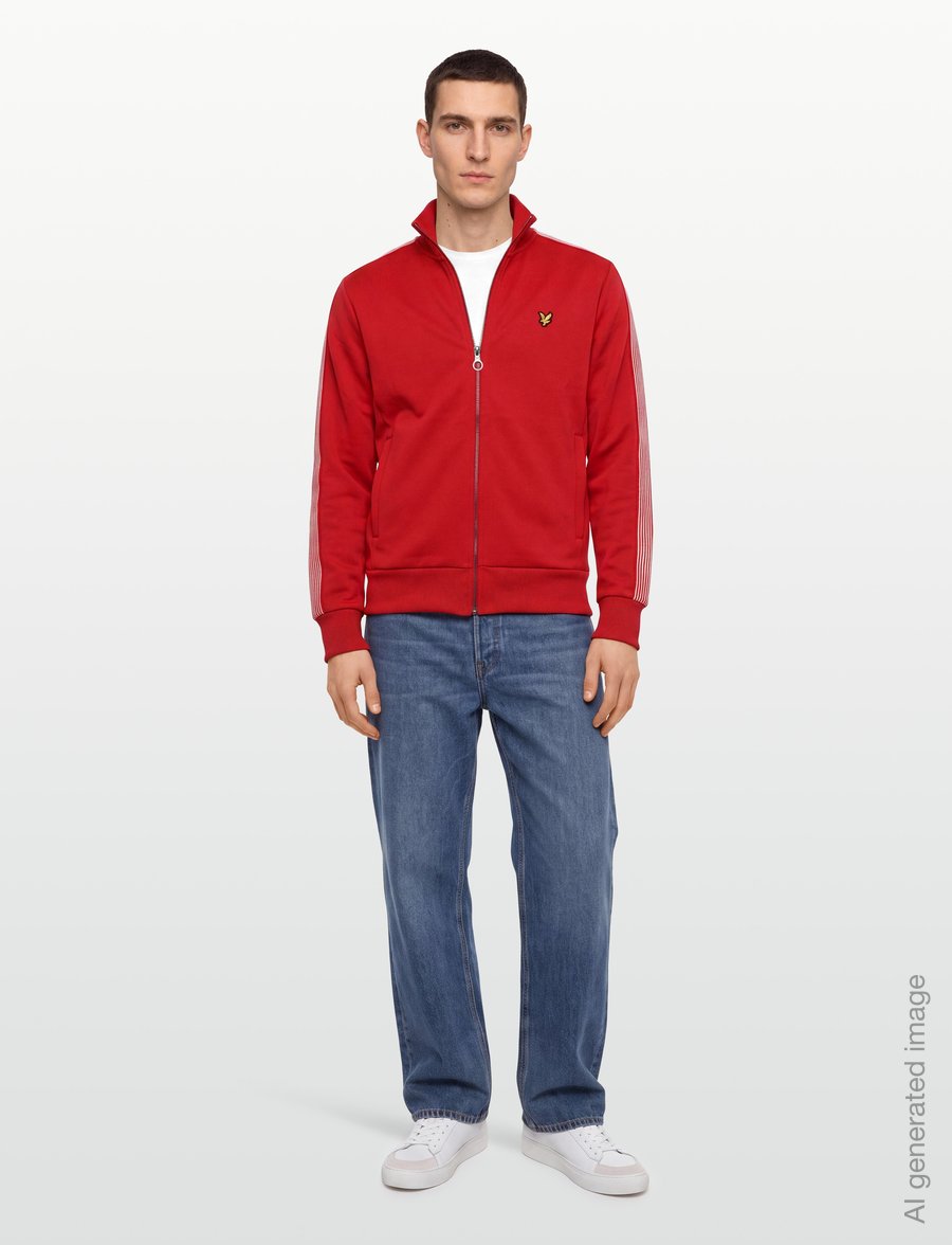 Lyle & Scott - Striped Taped Track Jacket - sweatshirts - garnet - 0