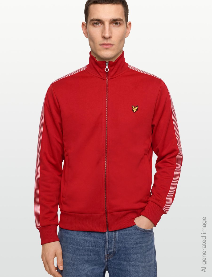 Lyle & Scott - Striped Taped Track Jacket - sweatshirts - garnet - 3