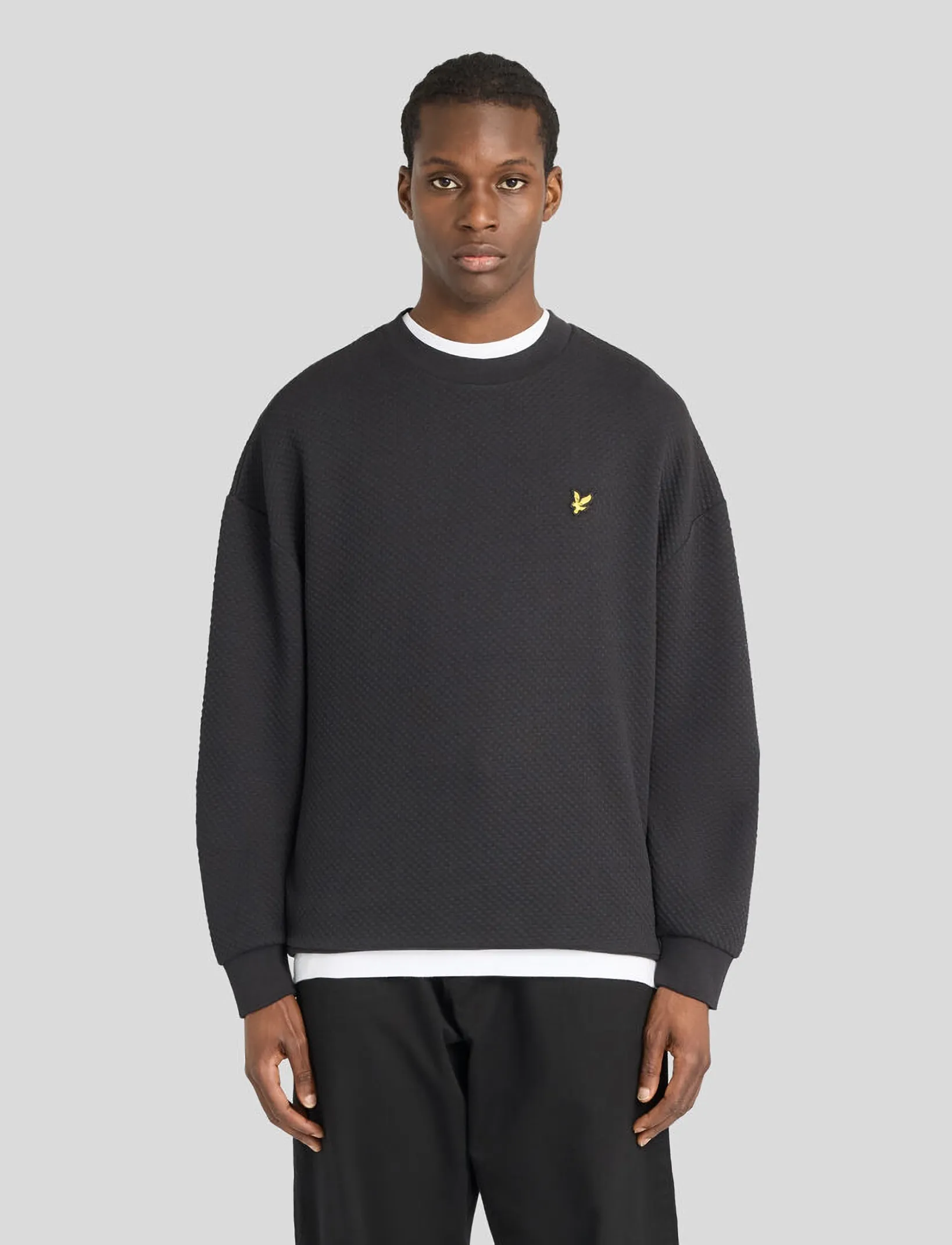 Lyle & Scott Quilted Crewneck Sweatshirt - Kläder - JET BLACK / black
