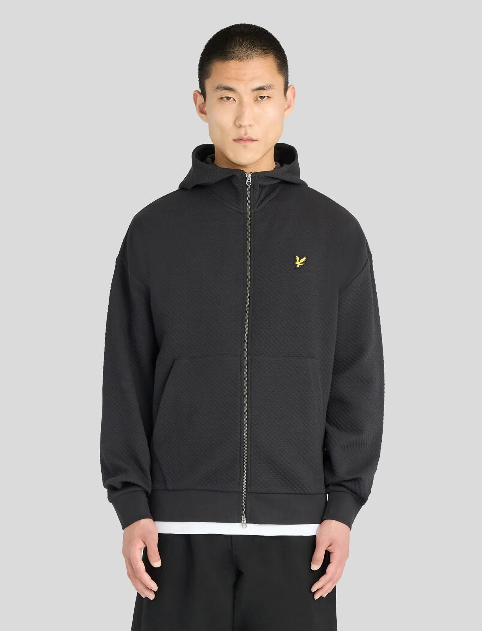 Lyle & Scott Quilted Zip Through Hoodie - Kleidung - JET BLACK / black