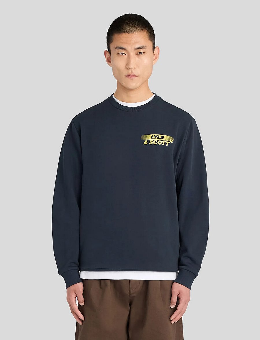 Lyle & Scott - Branded Repeat Graphic Sweatshirt - sweatshirts - dark navy - 0