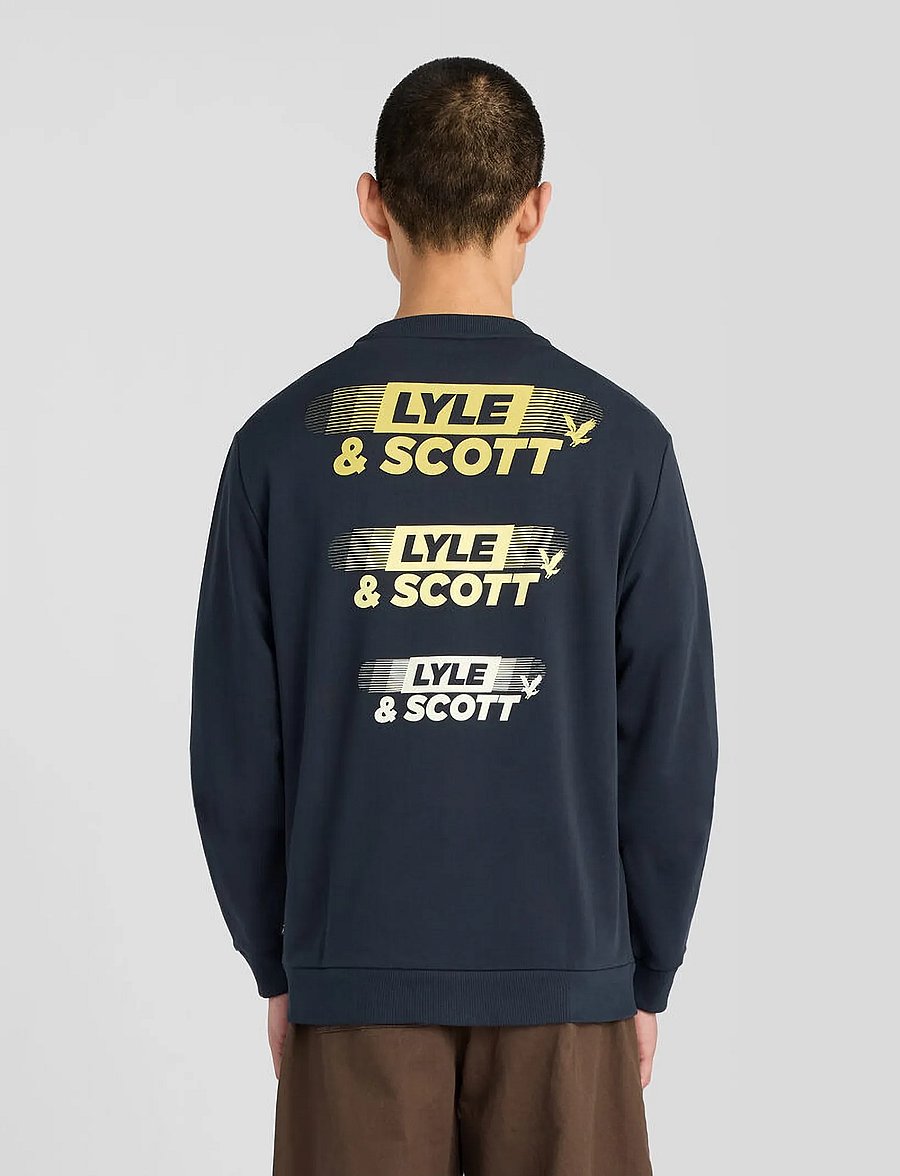 Lyle & Scott - Branded Repeat Graphic Sweatshirt - sweatshirts - dark navy - 3