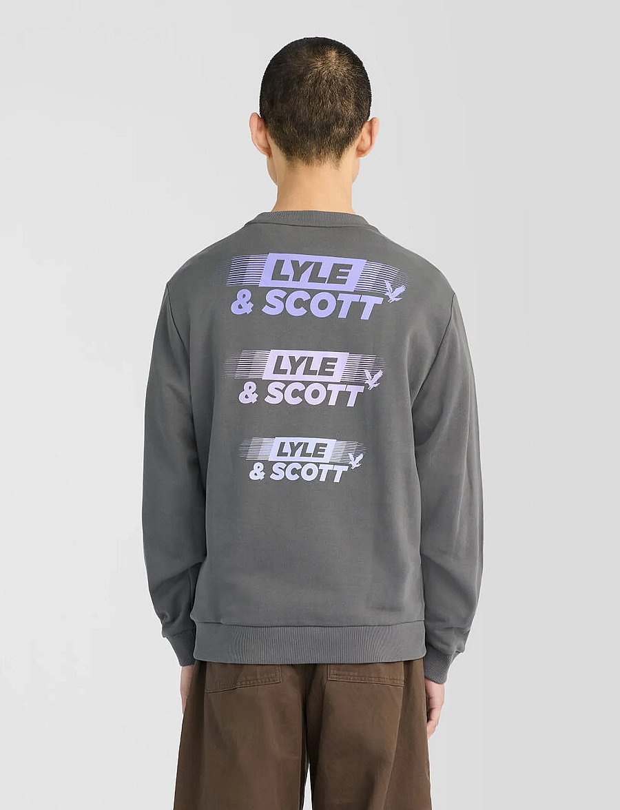 Lyle & Scott - Branded Repeat Graphic Sweatshirt - sweatshirts - gunmetal - 3