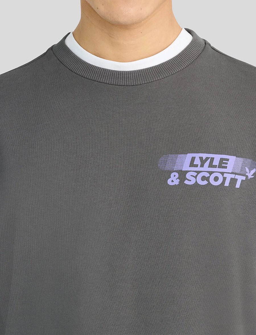 Lyle & Scott - Branded Repeat Graphic Sweatshirt - sweatshirts - gunmetal - 5