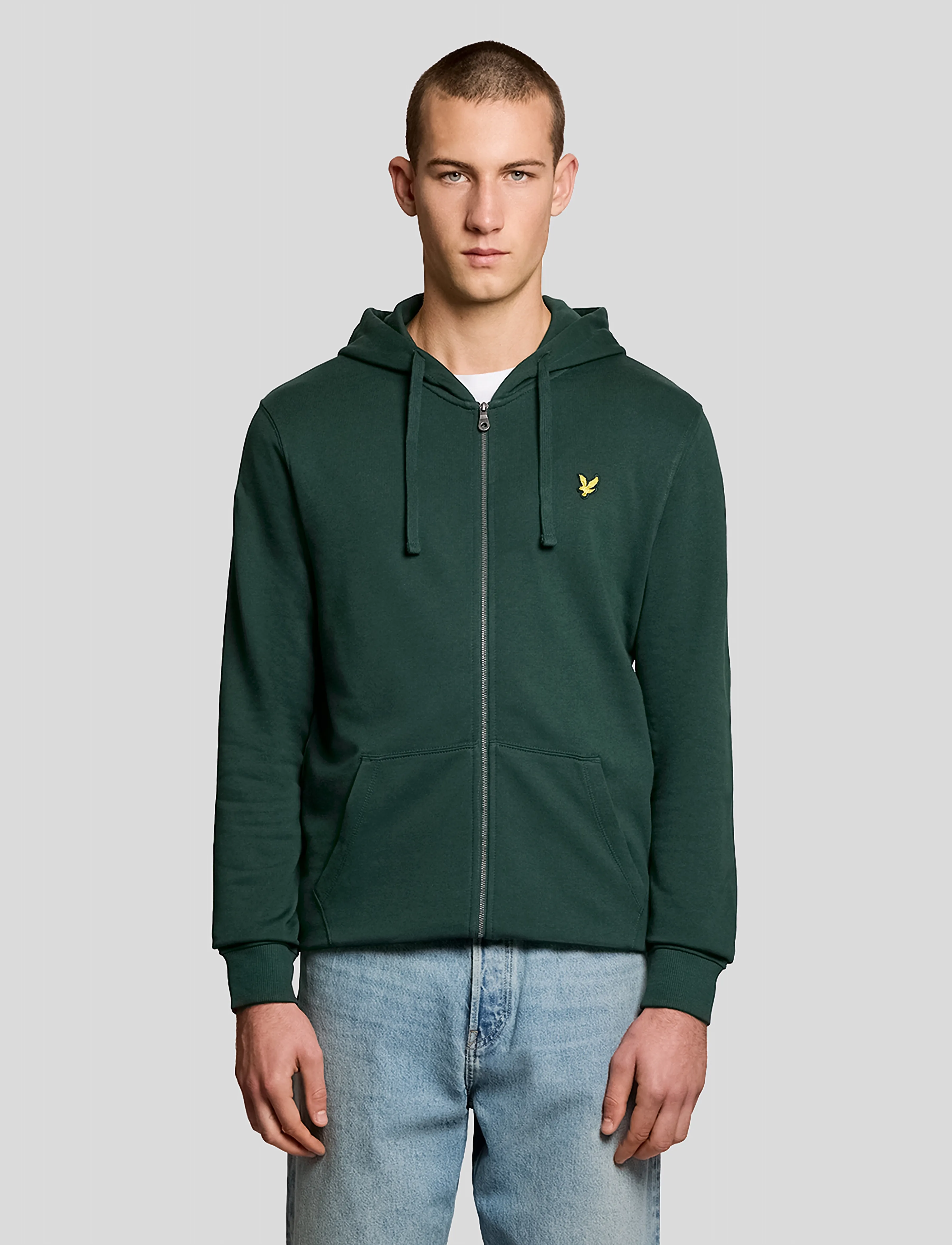 Lyle & Scott Zip Through Hoodie, Mænd, Lynlåshættetrøje, Grøn, Str: L
