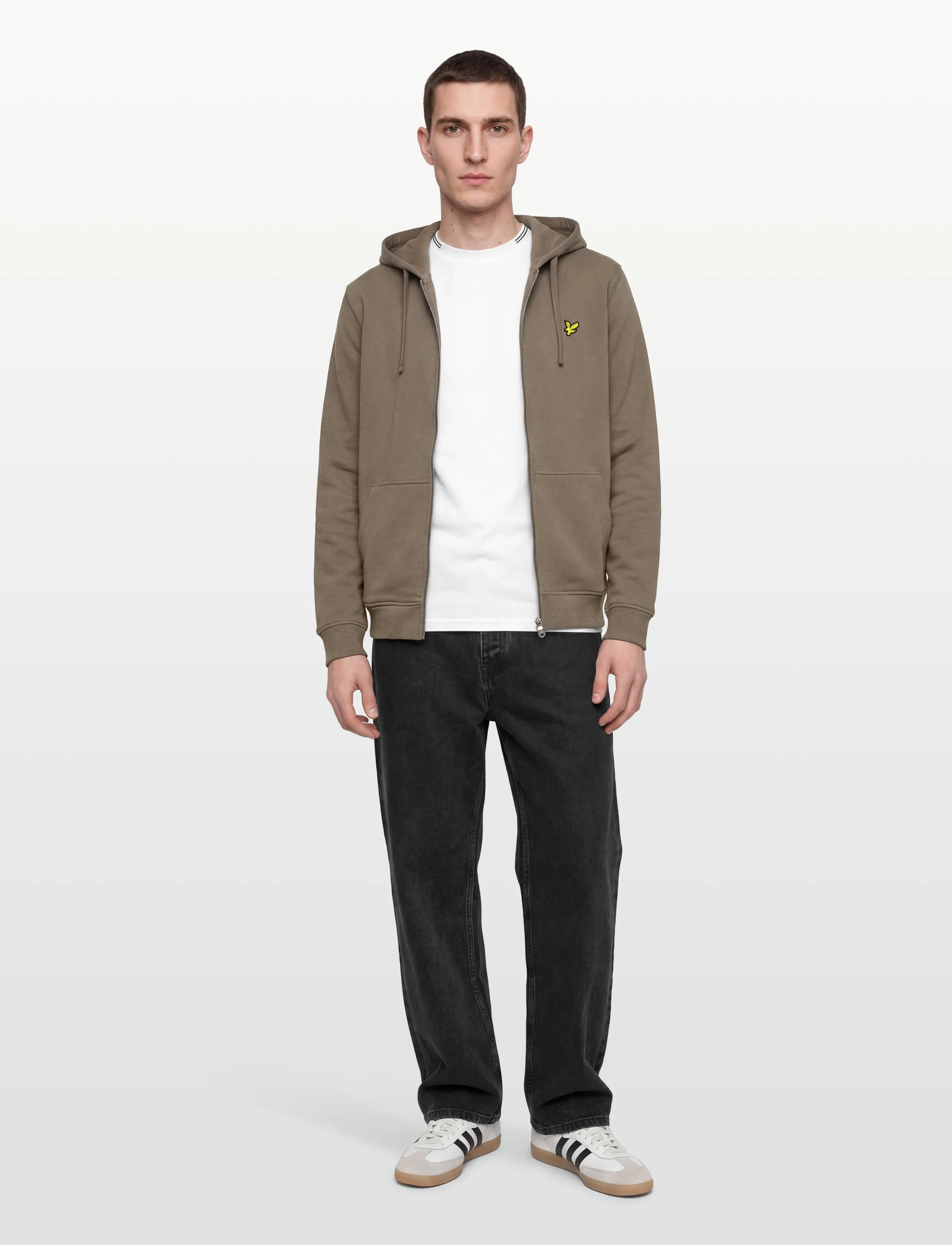 Lyle & Scott Zip Through Hoodie, Mænd, Lynlås Hoodie, Kakigrøn, Str: M