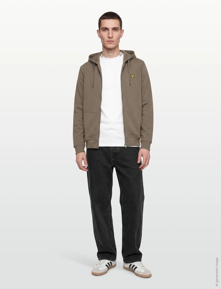 Lyle & Scott - Zip Through Hoodie - kapuzenpullover - x569 khaki ash - 0