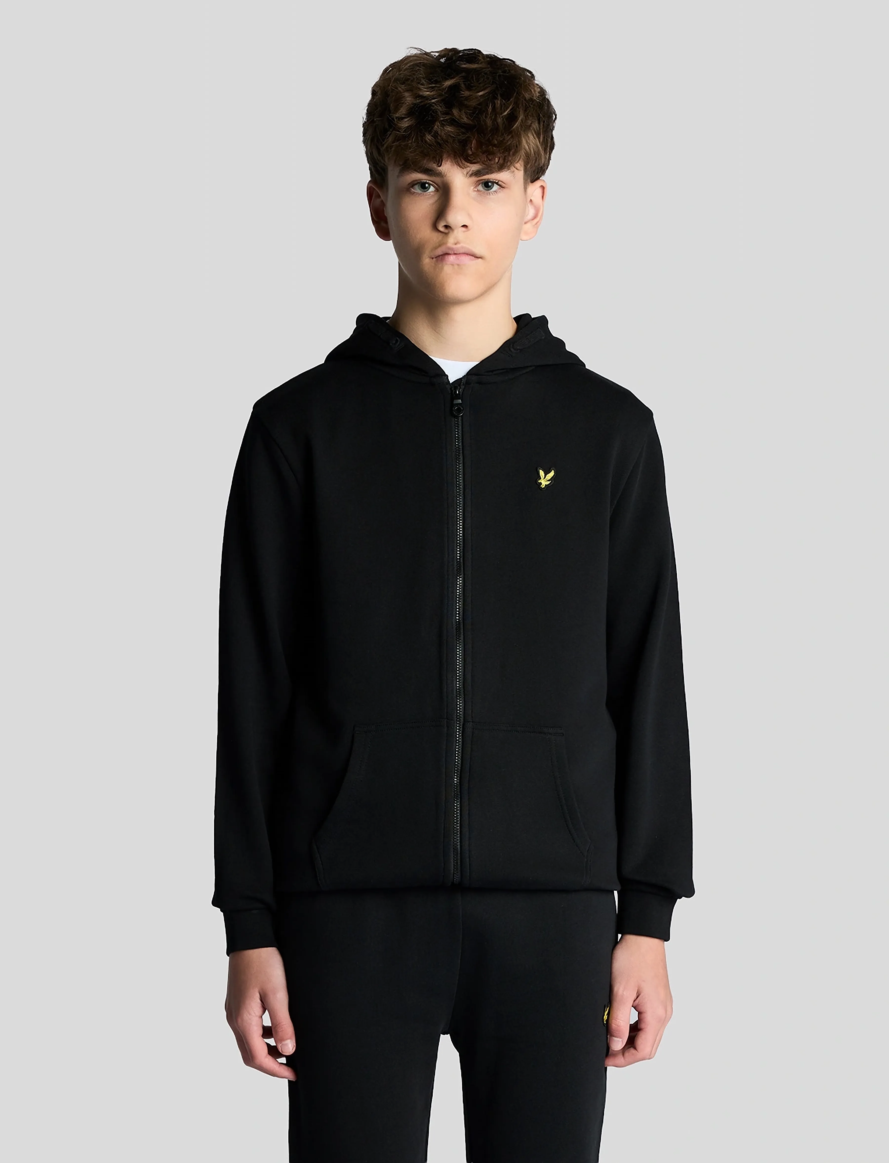 Lyle & Scott Zip Through Hoodie, 128-134, Black, Sweatshirts & Hættetrøjer > Hættetrøjer, Børn