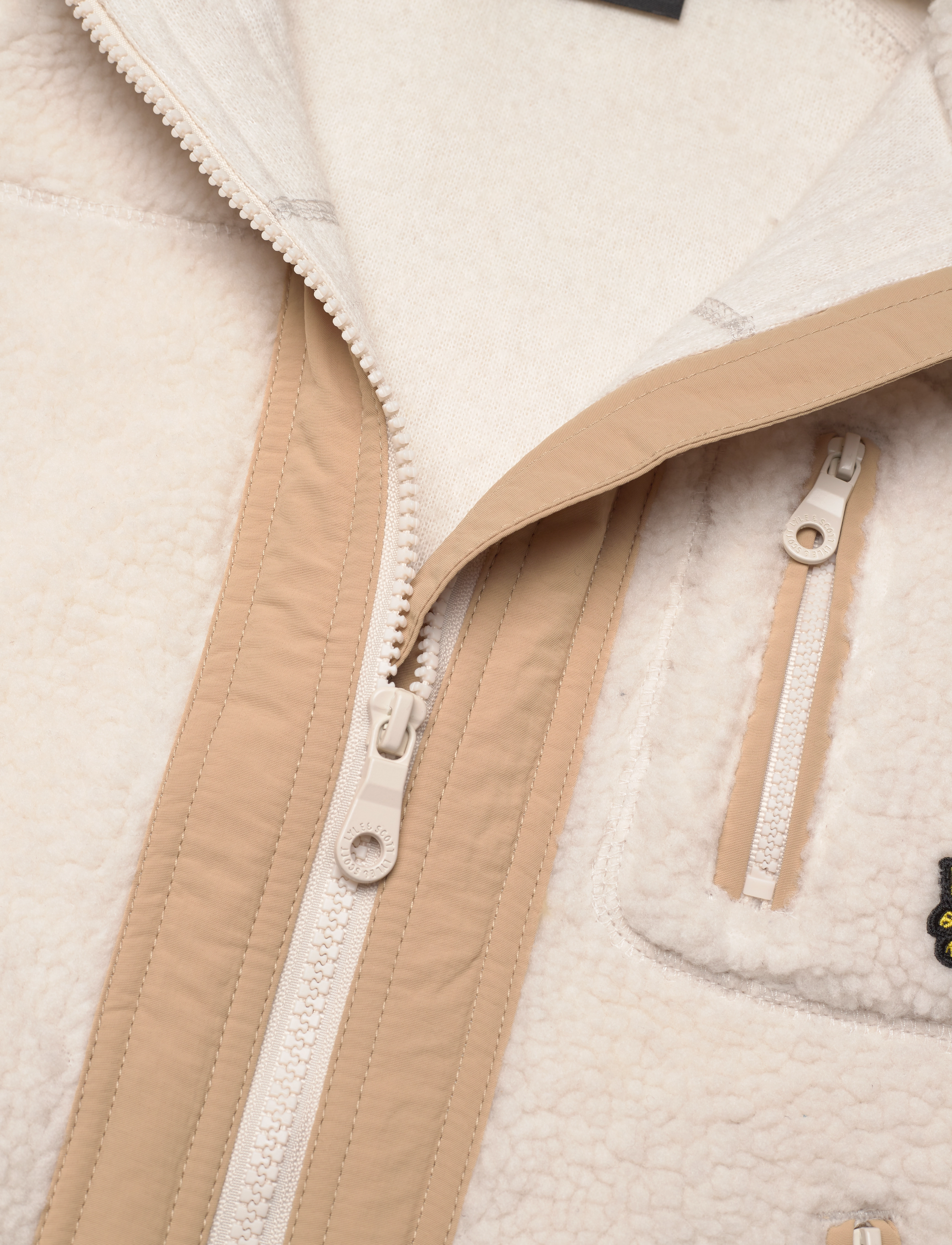 Lyle & Scott - Woven Trim Sherpa Fleece - w870 cove - 2