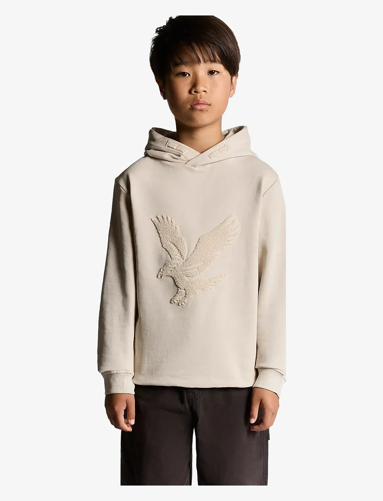 Lyle & Scott - Towelling Eagle Pullover Hoodie - hoodies - putty - 1