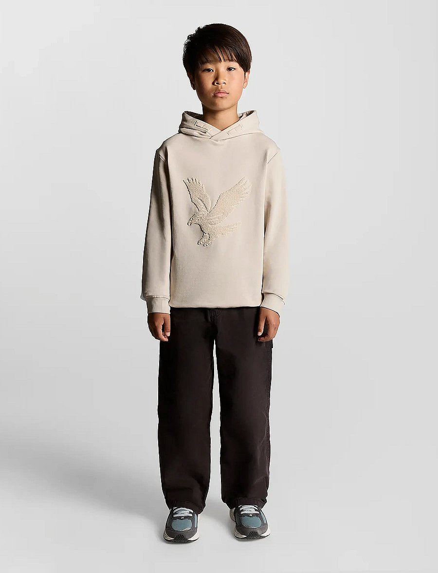 Lyle & Scott - Towelling Eagle Pullover Hoodie - huvtröjor - putty - 0