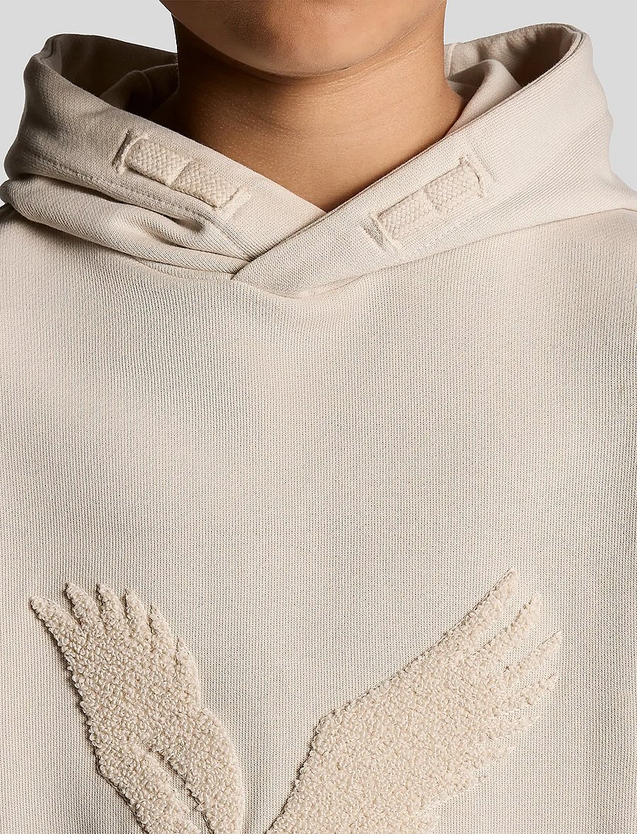 Lyle & Scott - Towelling Eagle Pullover Hoodie - huvtröjor - putty - 4