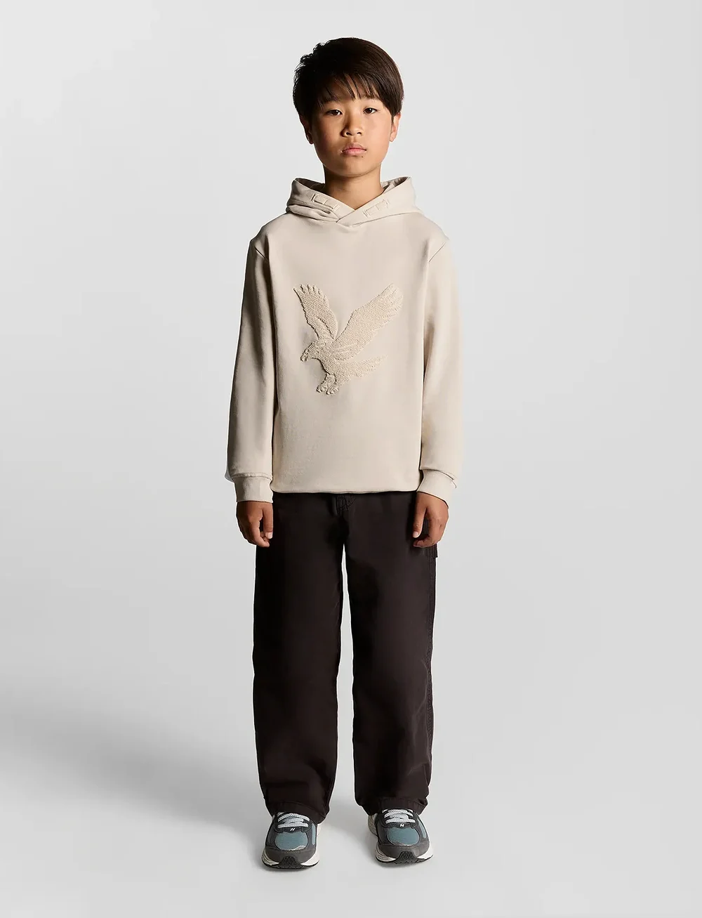 Lyle & Scott - Towelling Eagle Pullover Hoodie - hættetrøjer - w503 putty - 0