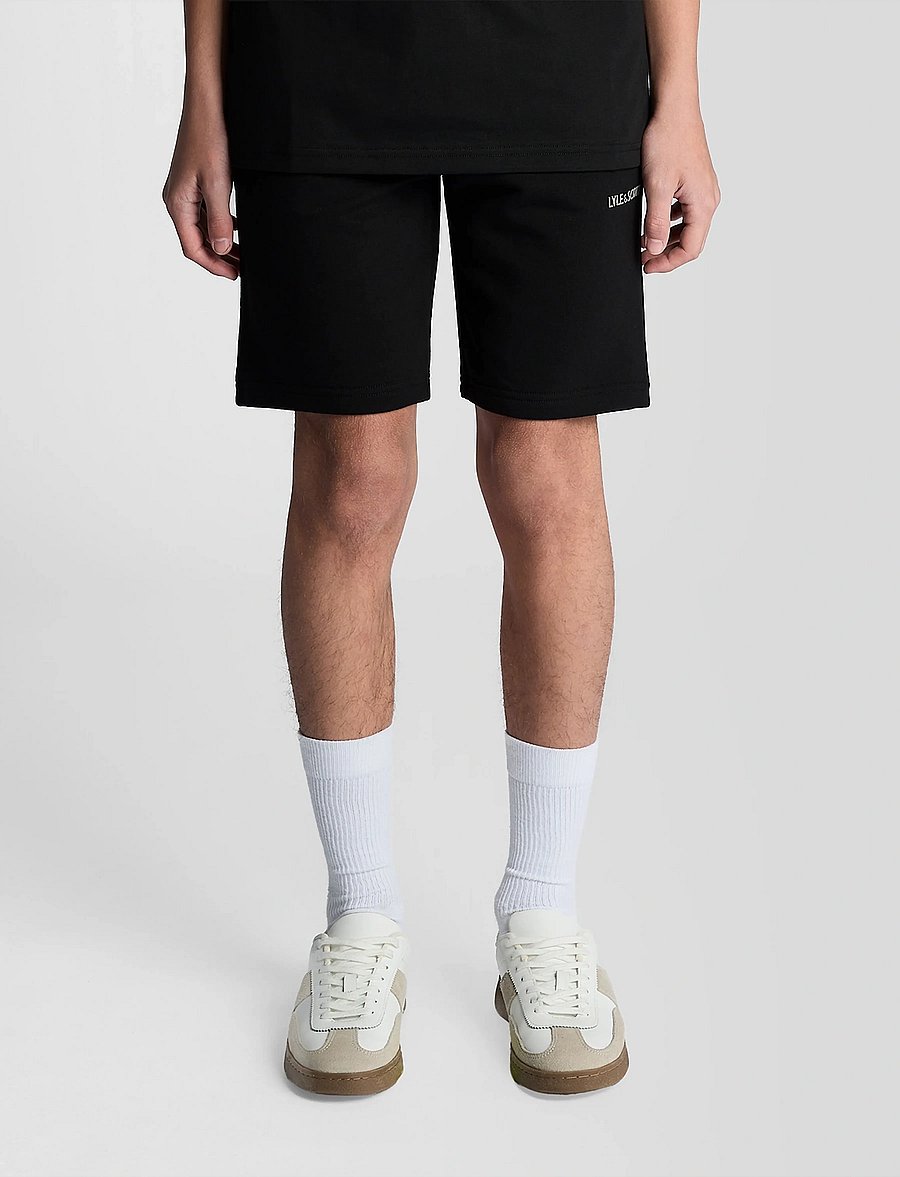 Lyle & Scott - Logo Print Sweat Short - mjukisshorts - z865 jet black - 0