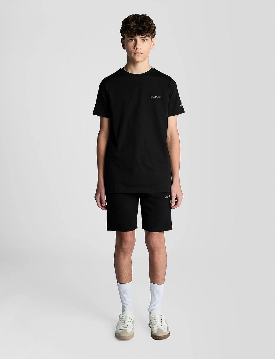 Lyle & Scott - Logo Print Sweat Short - mjukisshorts - z865 jet black - 3