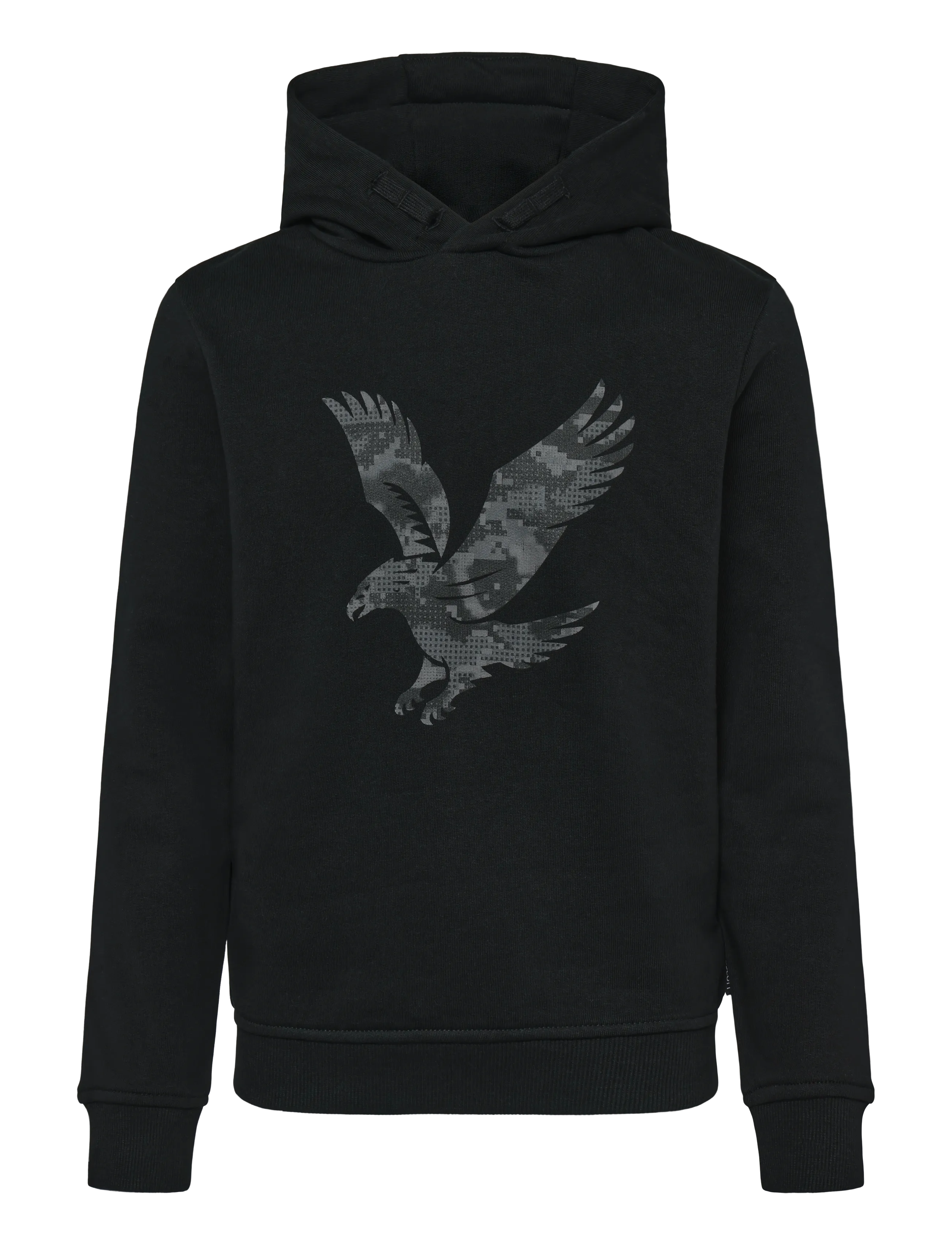 Lyle & Scott Pixelated Eagle Print Hoodie, 122-128, Black, Sweatshirts & Hættetrøjer > Hættetrøjer, Børn