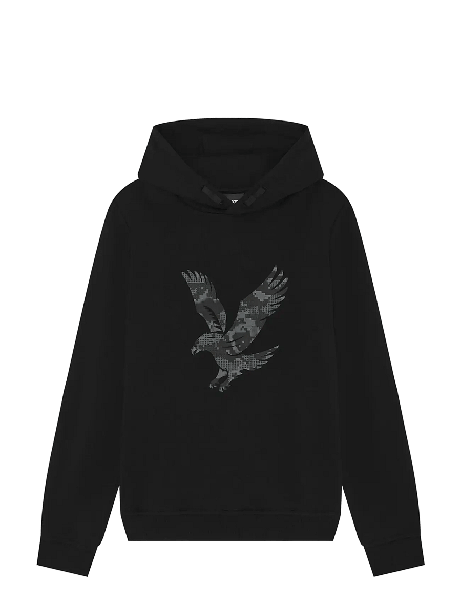Lyle & Scott - Pixelated Eagle Print Hoodie - jet black - 0
