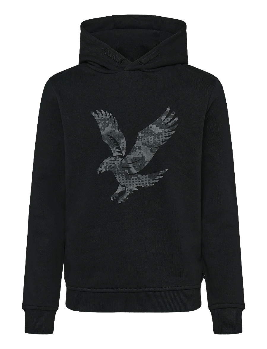 Lyle & Scott - Pixelated Eagle Print Hoodie - kapuutsiga pusad - jet black - 0