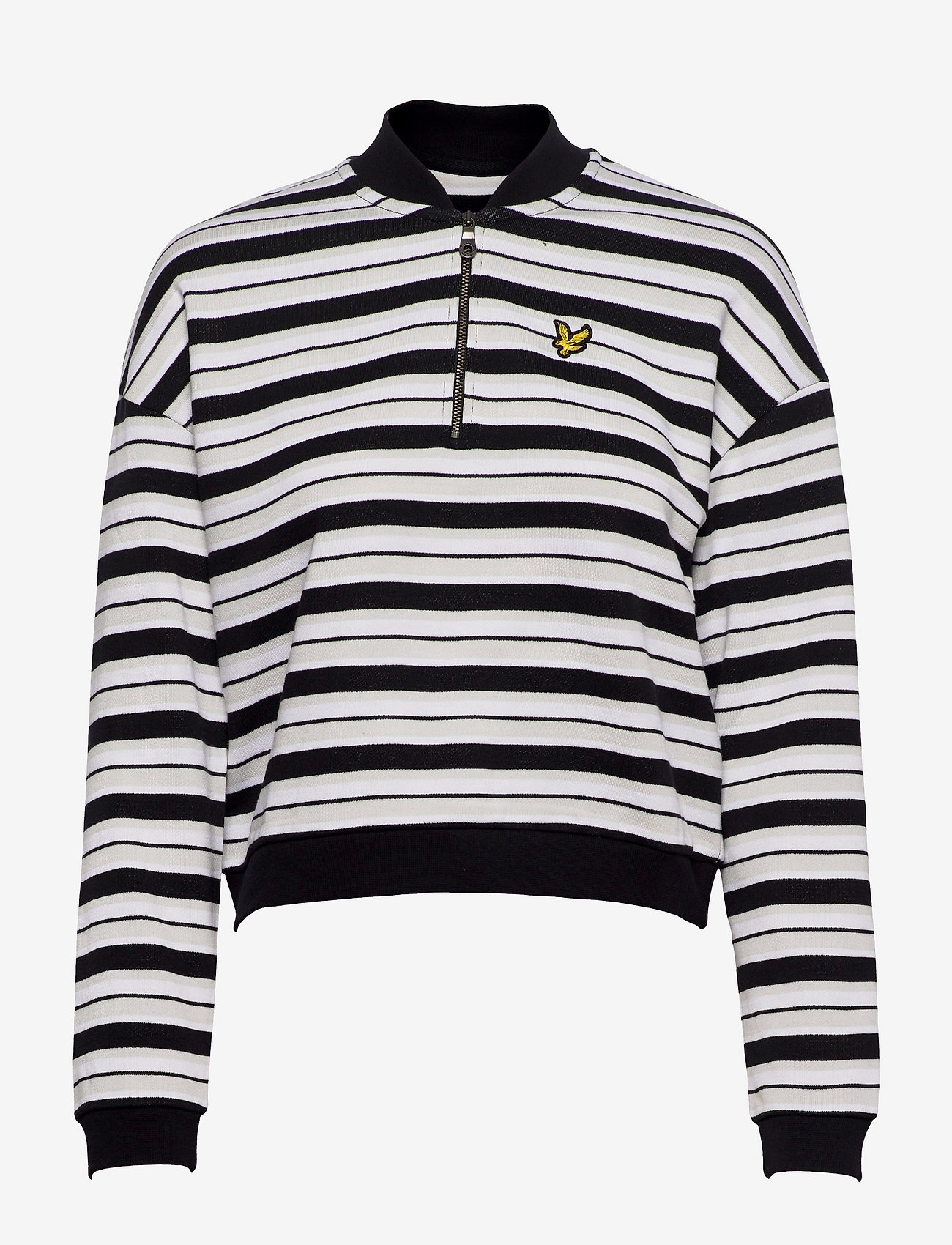 Stripe Bomber Sweatshirt - JET BLACK